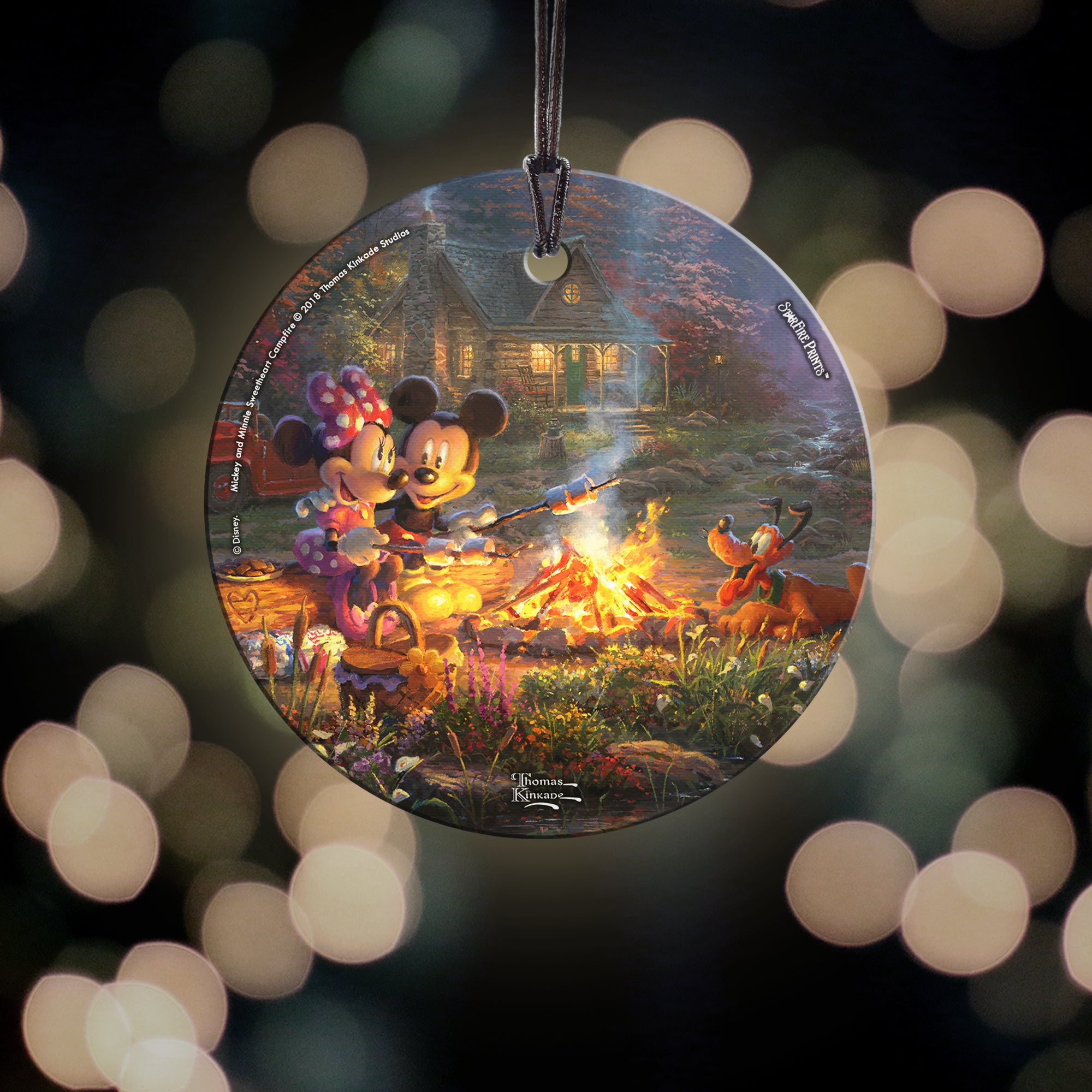 Disney (Mickey and Minnie Sweetheart Campfire) StarFire Prints™ Hanging Glass Print SPCIR868