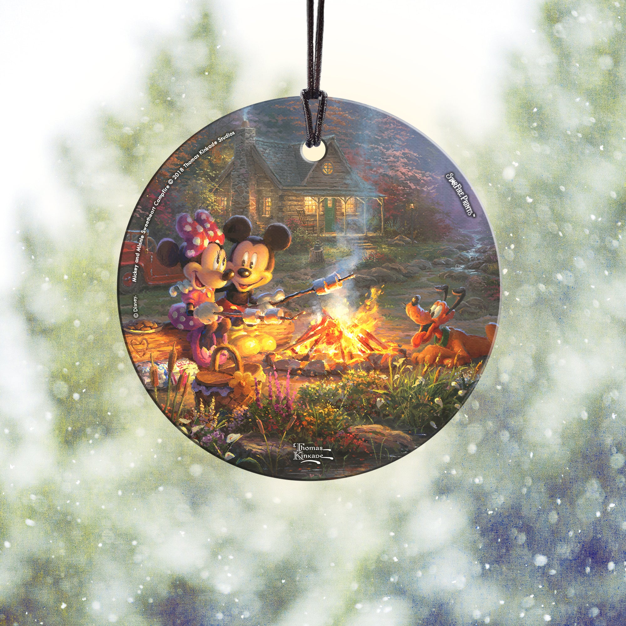 Disney (Mickey and Minnie Sweetheart Campfire) StarFire Prints™ Hanging Glass Print SPCIR868