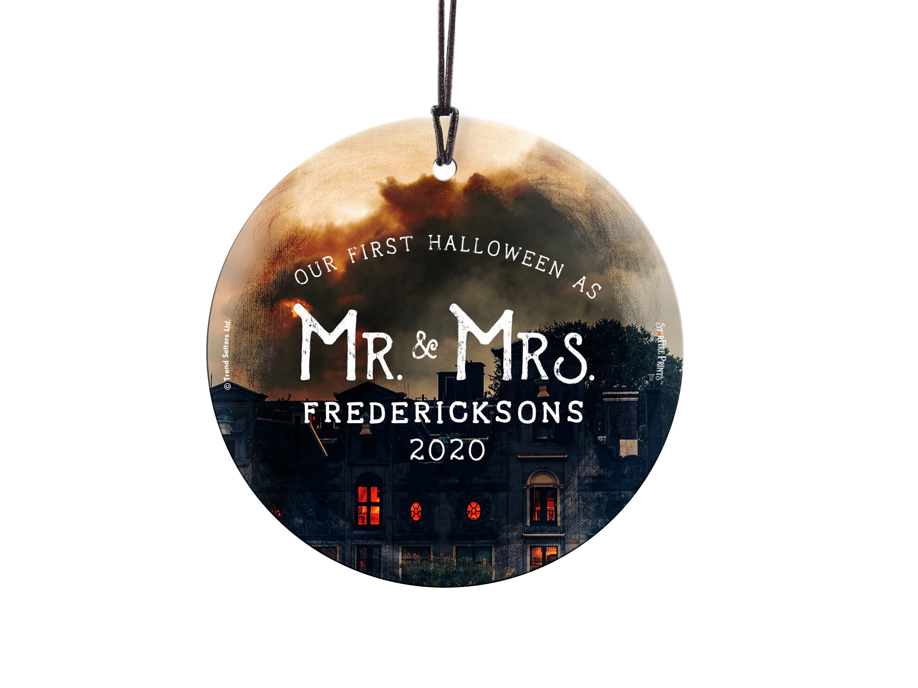 Halloween Collection (First Halloween Mr Mrs Spooky Personalized) StarFire Prints Hanging Glass Print SPCIR932