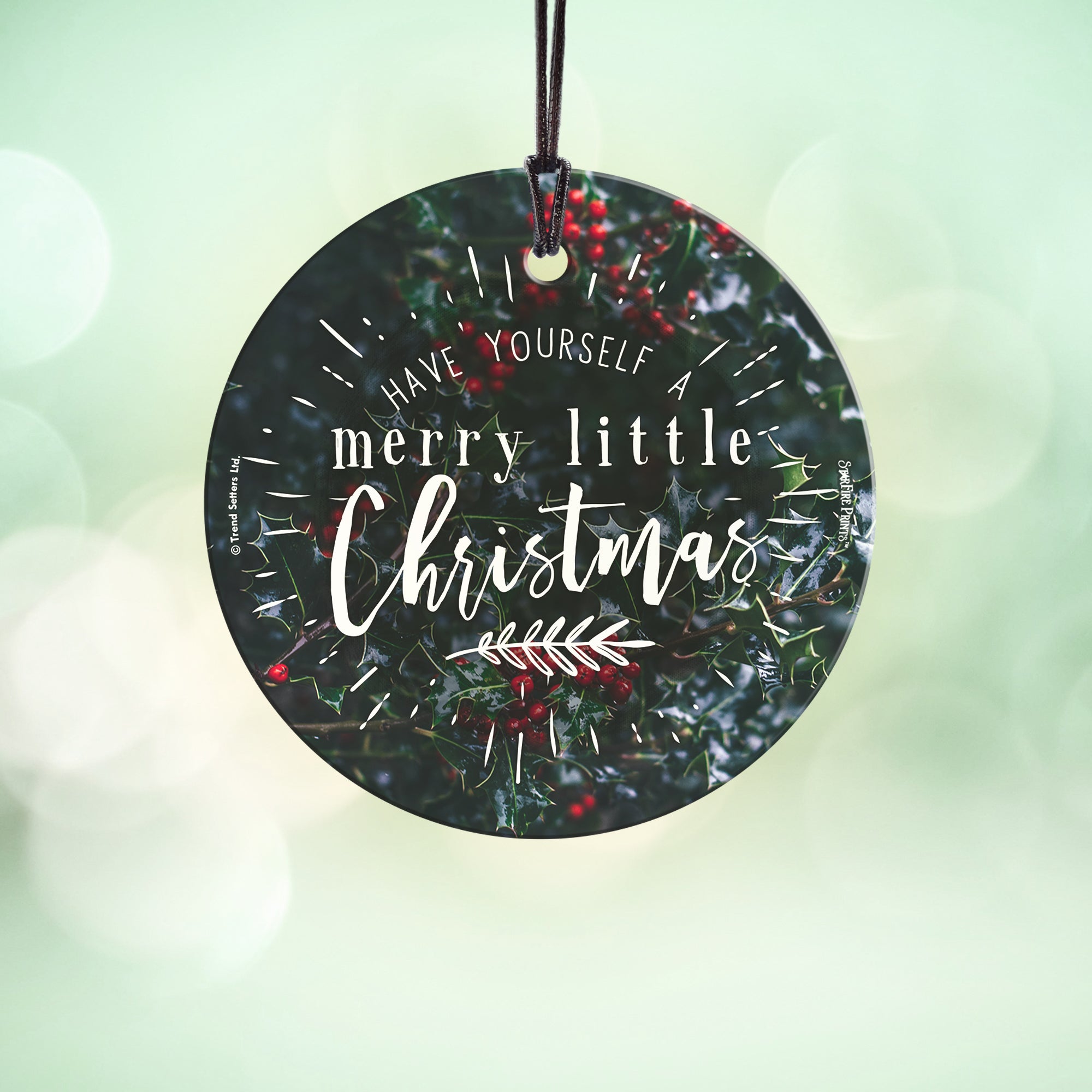 Christmas Collection (Have Yourself a Merry Little Christmas - Cranberries) StarFire Prints™ Hanging Glass Print SPCIR964