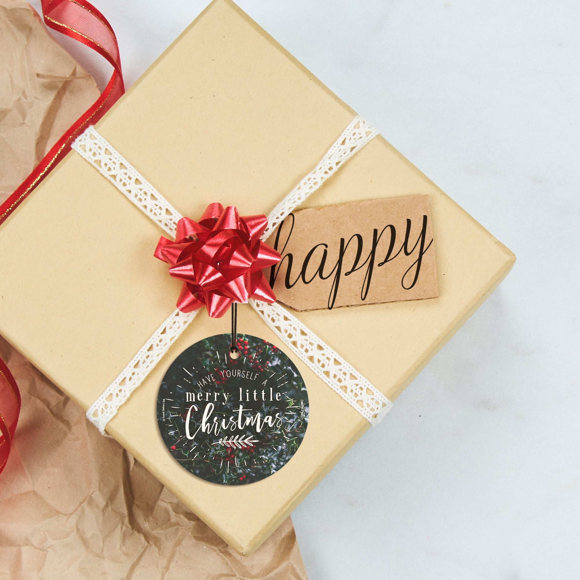 Christmas Collection (Have Yourself a Merry Little Christmas - Cranberries) StarFire Prints™ Hanging Glass Print SPCIR964