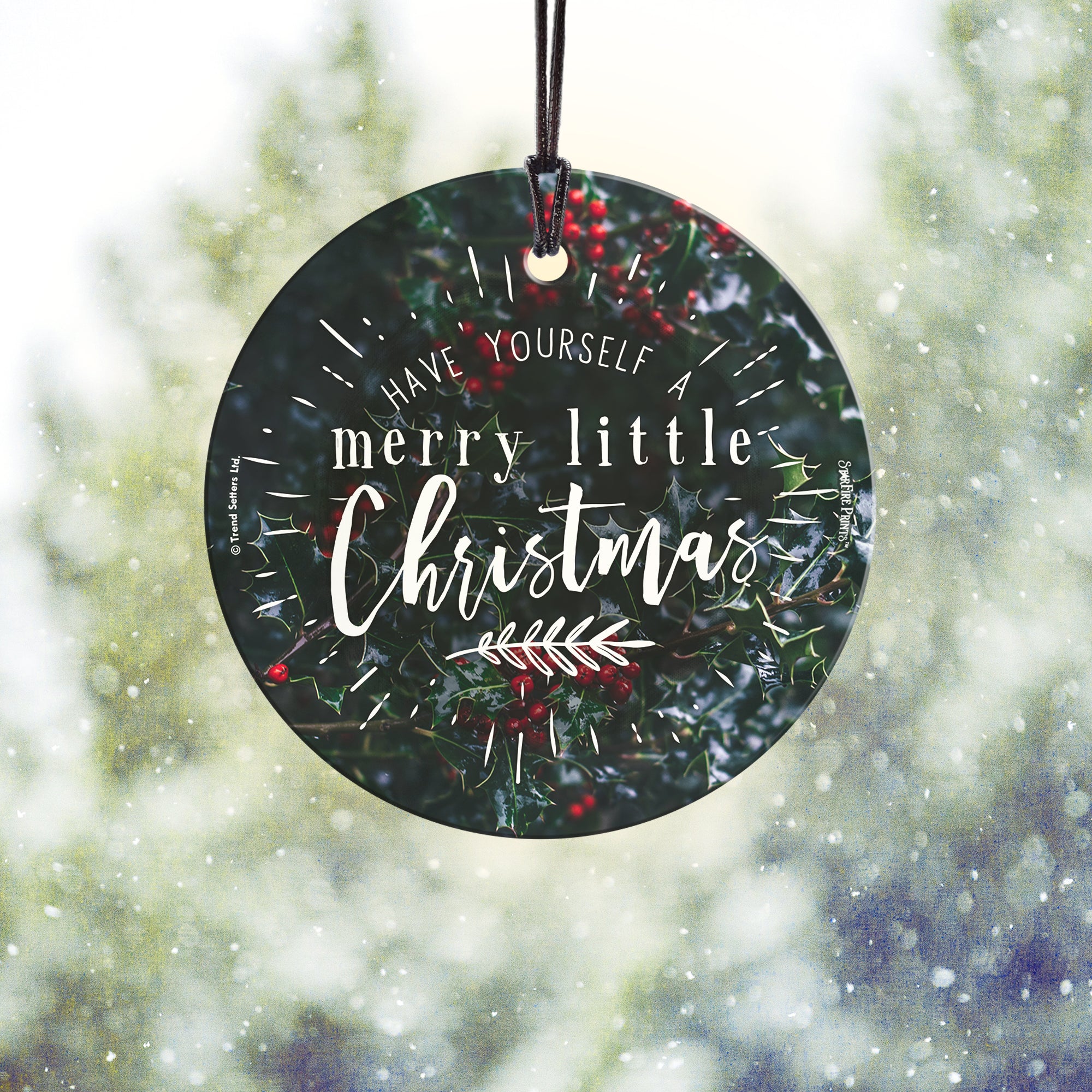 Christmas Collection (Have Yourself a Merry Little Christmas - Cranberries) StarFire Prints™ Hanging Glass Print SPCIR964