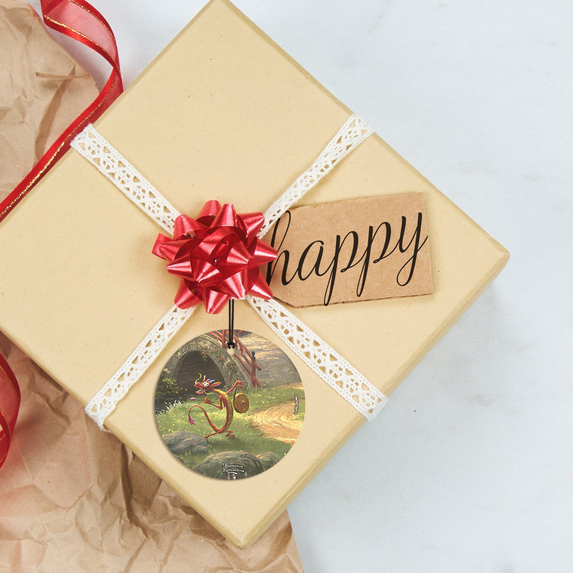 Disney (Mulan Blossoms of Love - Mushu) StarFire Prints™ Hanging Glass Print SPCIR980