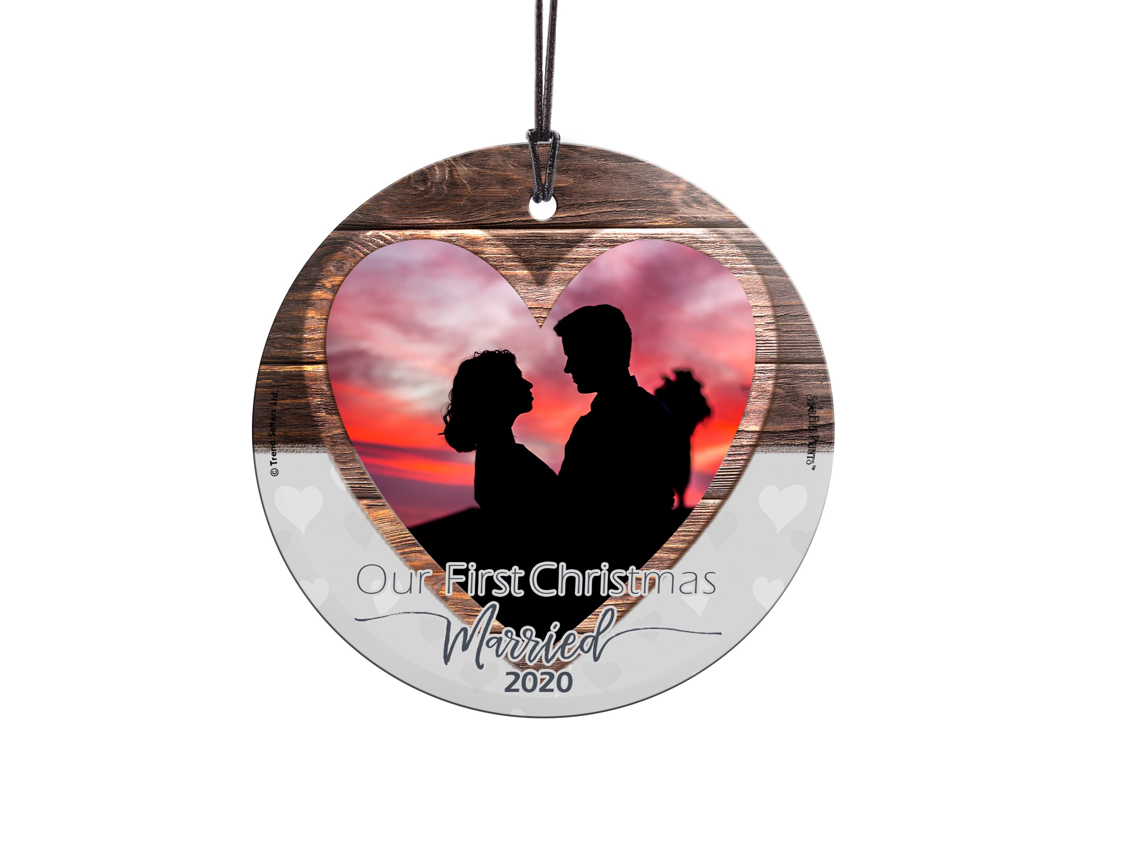 Christmas Collection (First Christmas Married - Personalize with Image) StarFire Prints Hanging Glass Print