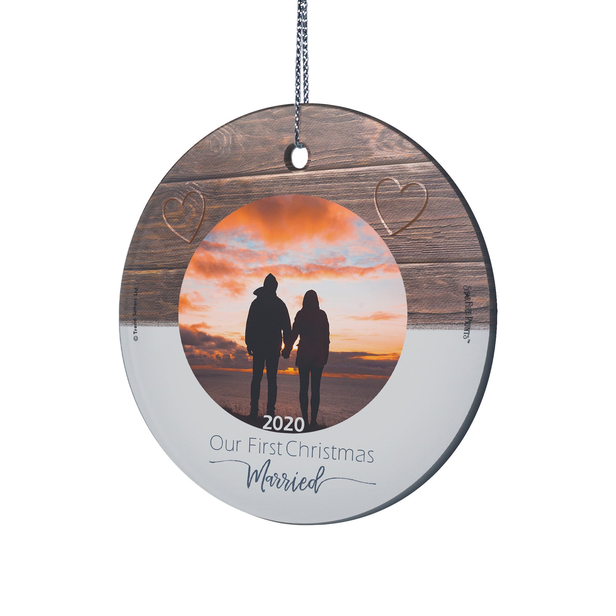 Christmas Collection (First Christmas Married - Personalize with Image) StarFire Prints Hanging Glass Print