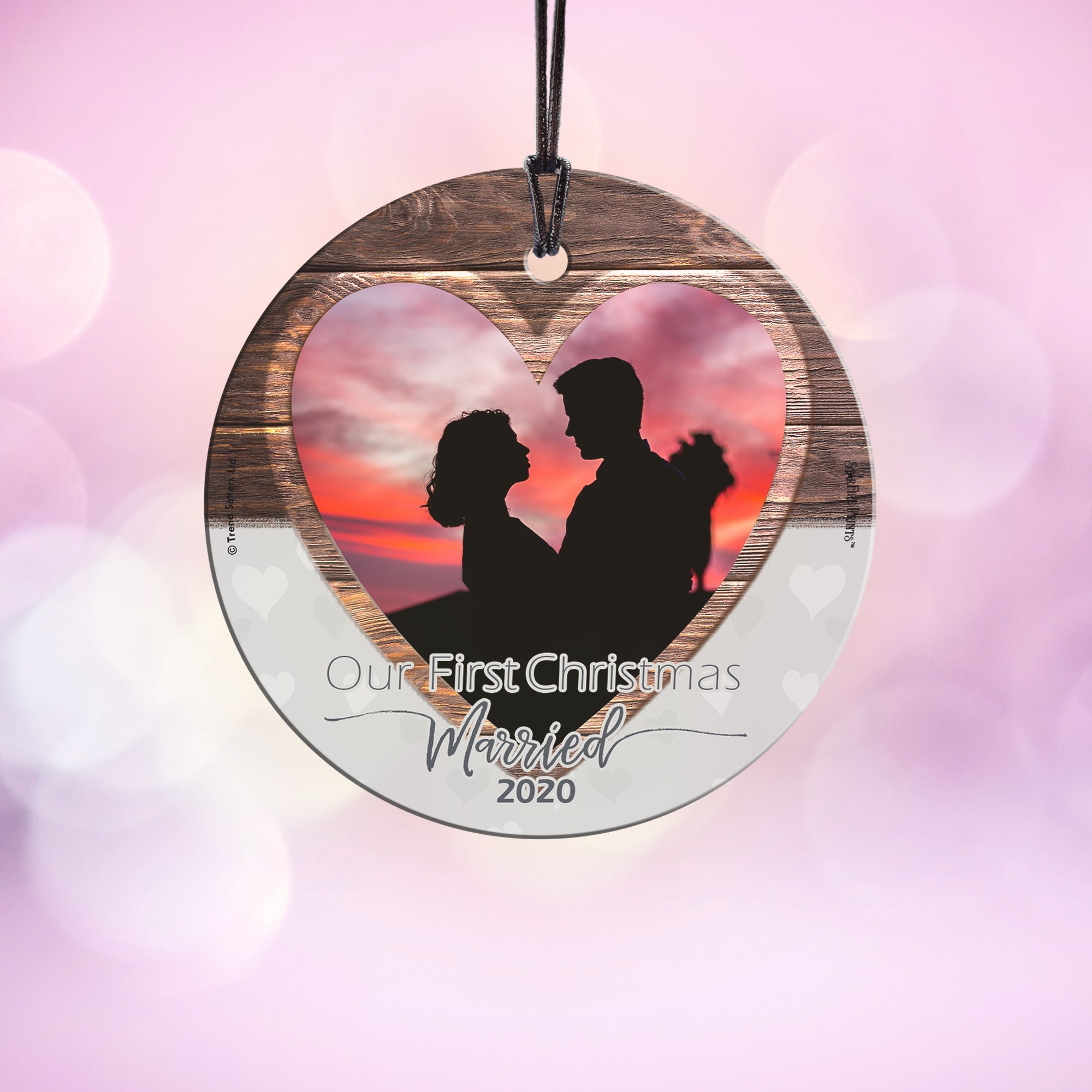 Christmas Collection (First Christmas Married - Personalize with Image) StarFire Prints Hanging Glass Print