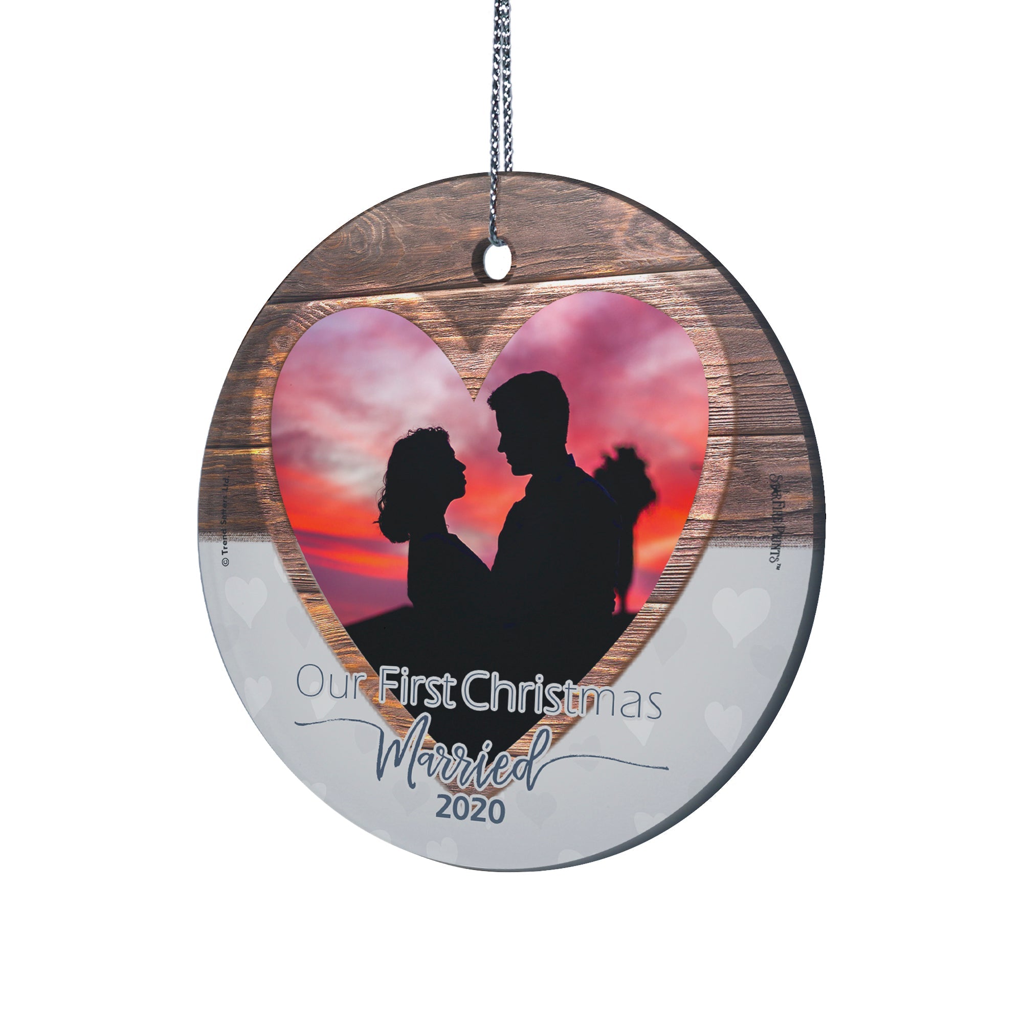 Christmas Collection (First Christmas Married - Personalize with Image) StarFire Prints Hanging Glass Print