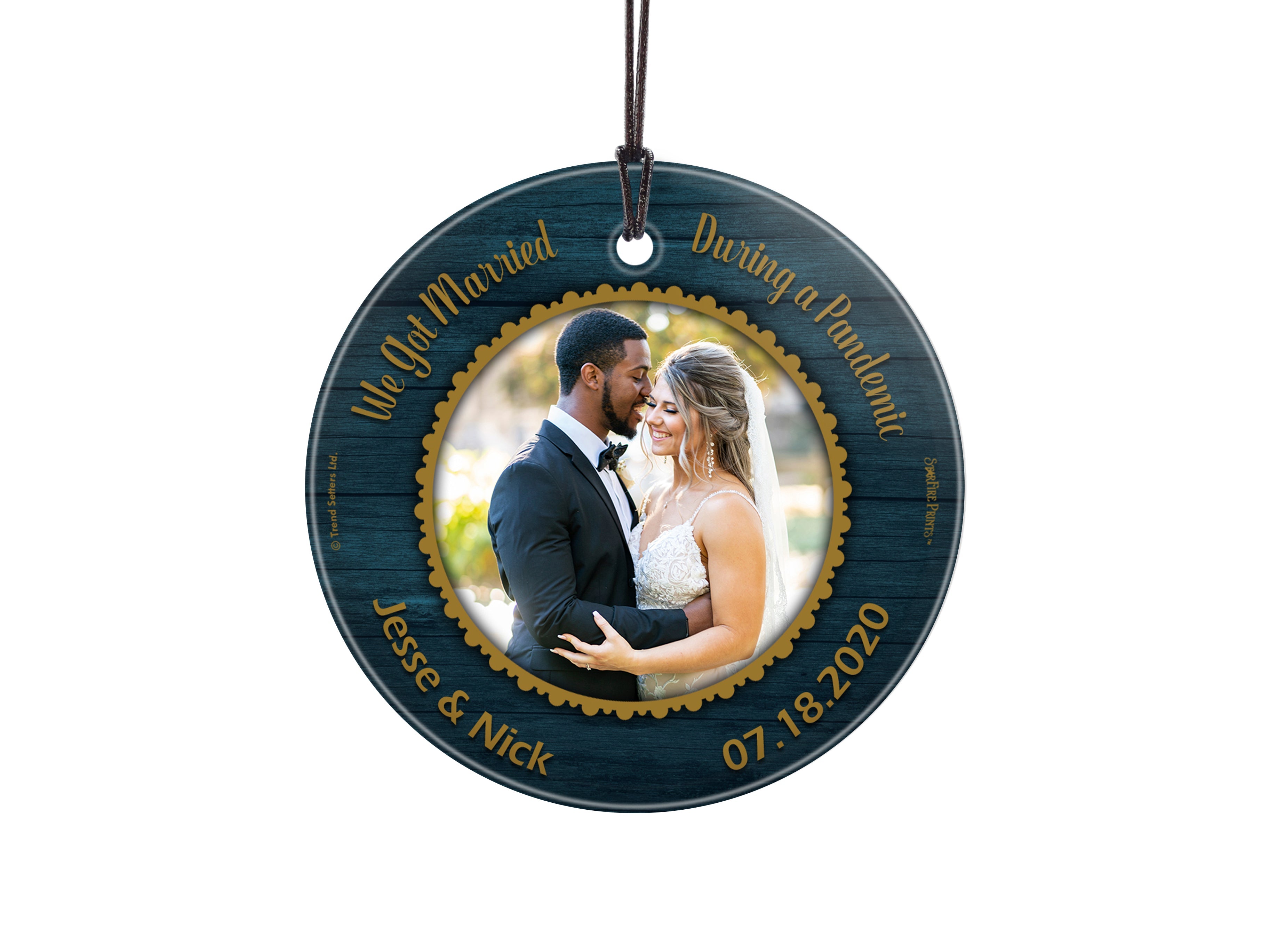 Wedding Collection (Pandemic Married - Personalize with Image) StarFire Prints Hanging Glass Print