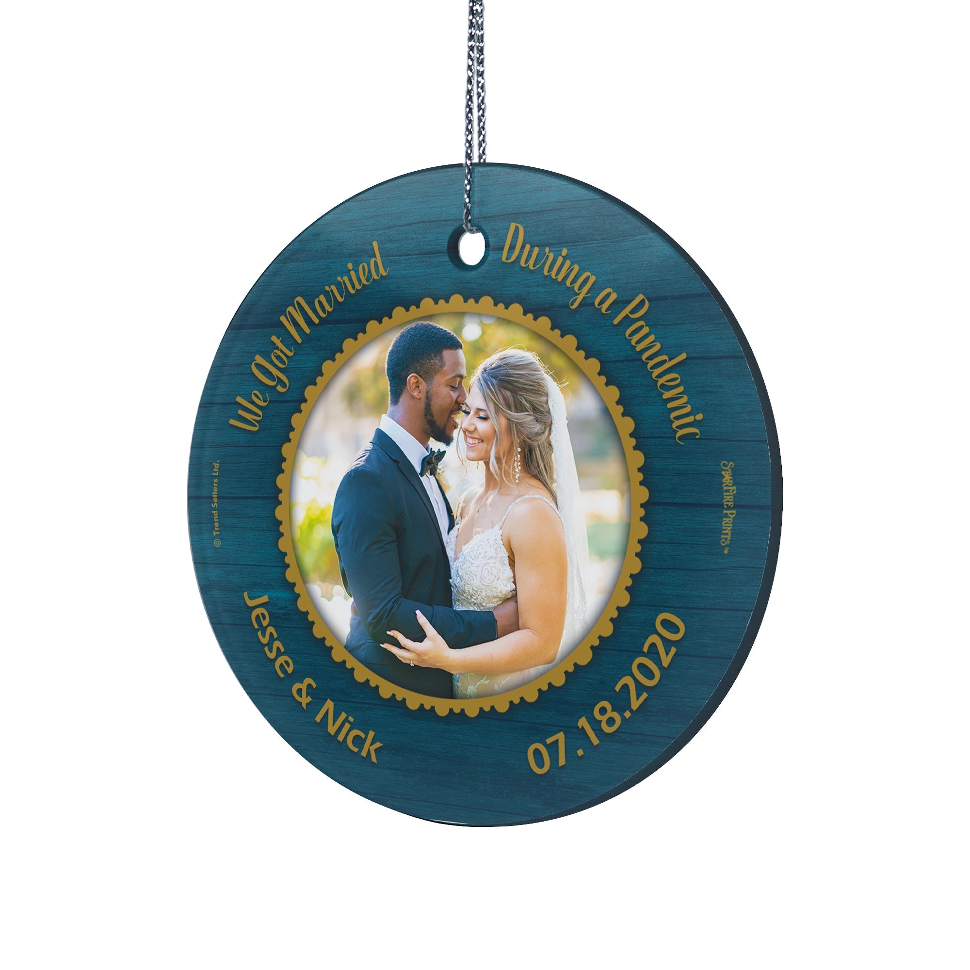 Wedding Collection (Pandemic Married - Personalize with Image) StarFire Prints Hanging Glass Print