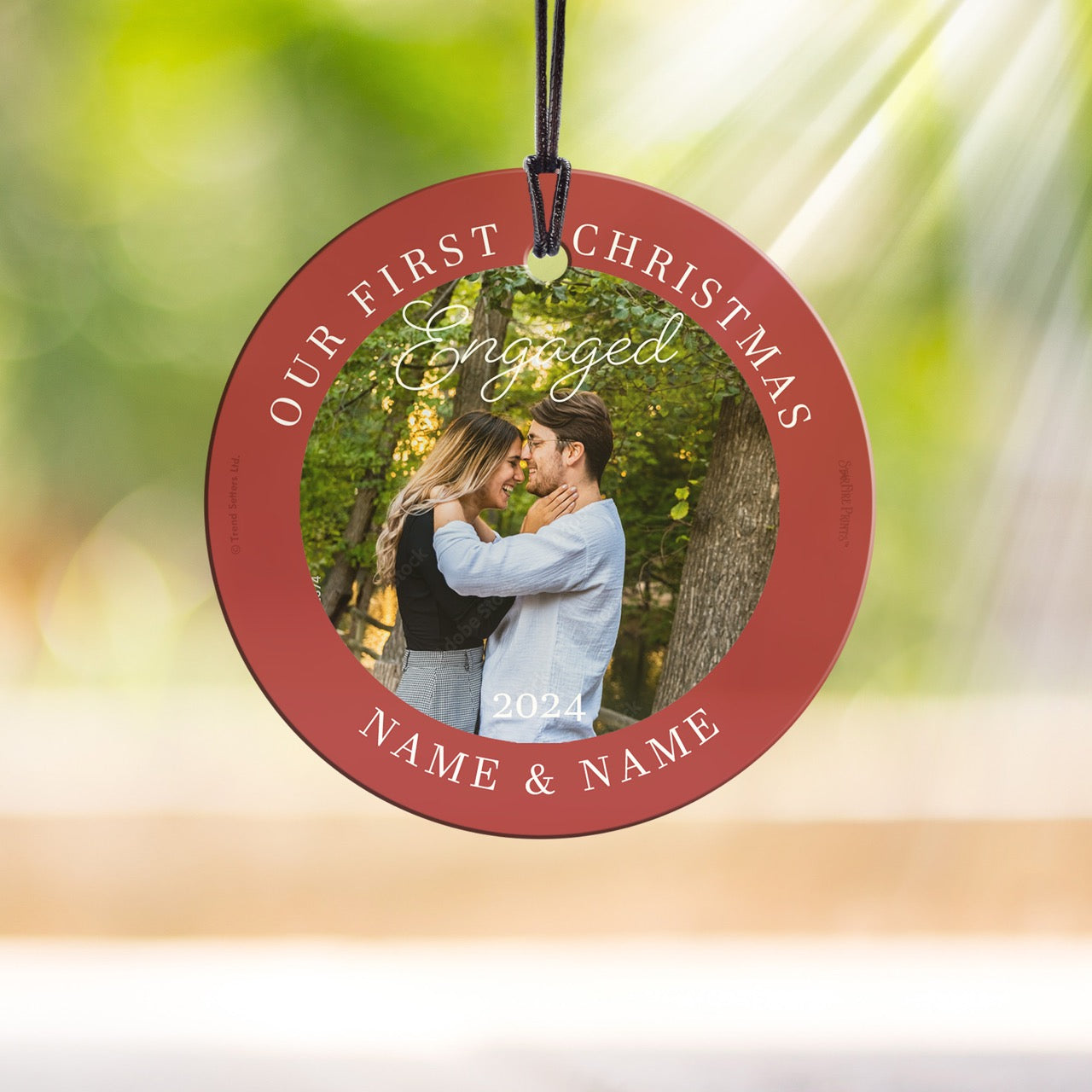 Trend Setters Original (Christmas Engaged - Personalized) StarFire Prints Hanging Glass Print SPCIRU1333