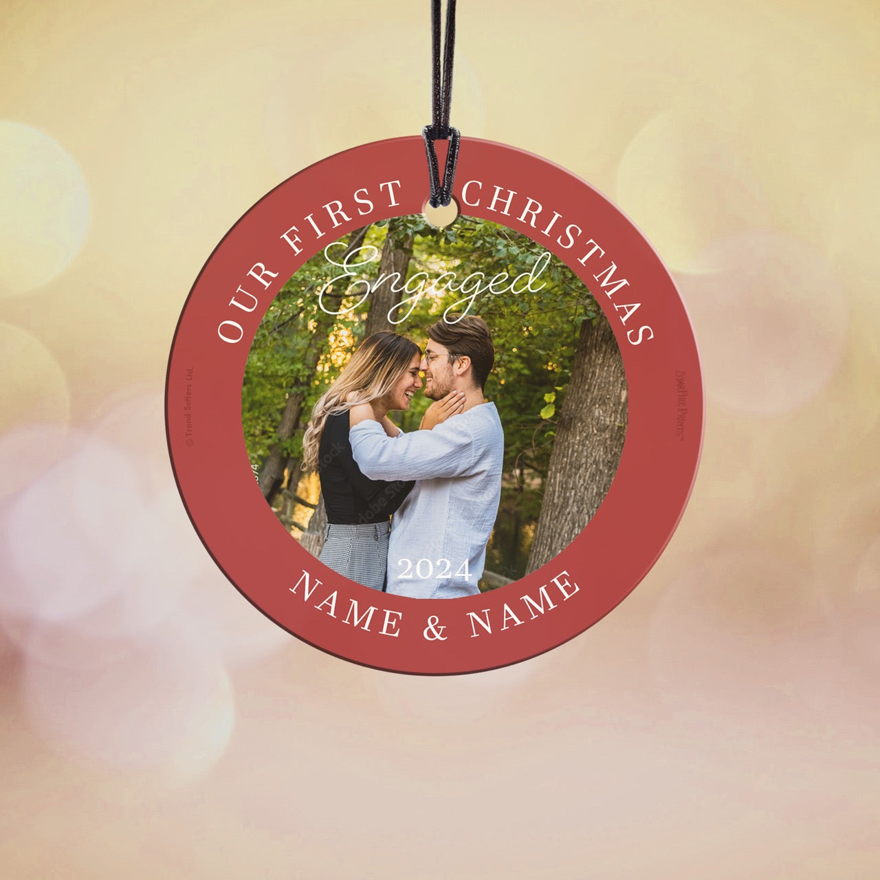 Trend Setters Original (Christmas Engaged - Personalized) StarFire Prints Hanging Glass Print SPCIRU1333
