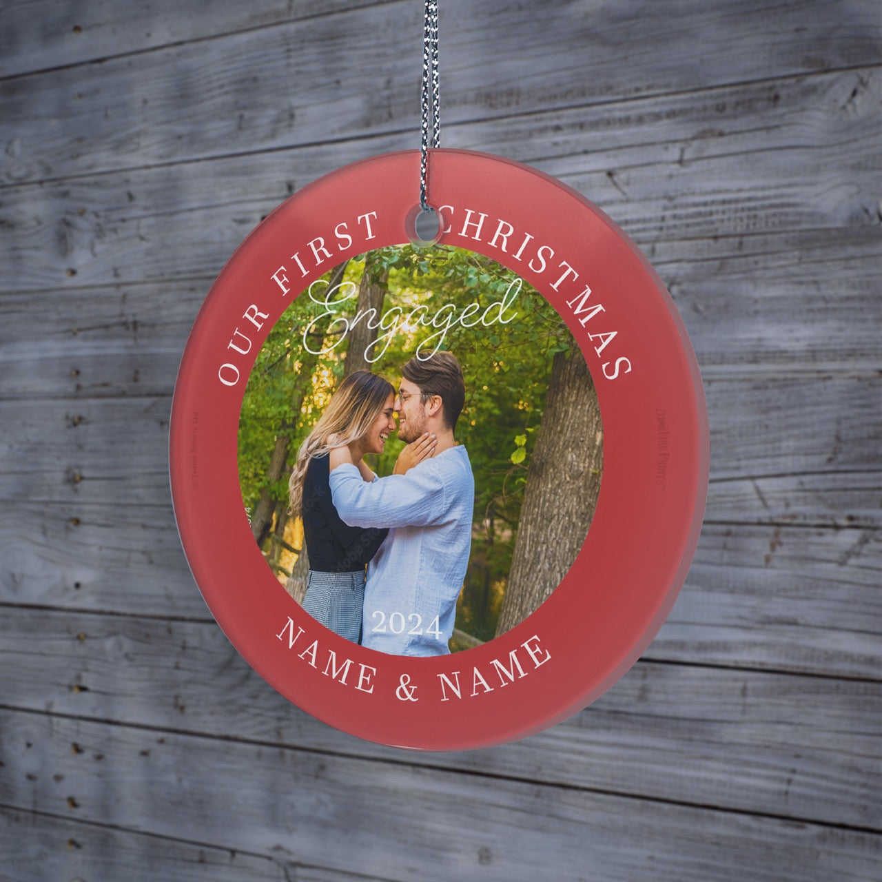 Trend Setters Original (Christmas Engaged - Personalized) StarFire Prints Hanging Glass Print SPCIRU1333