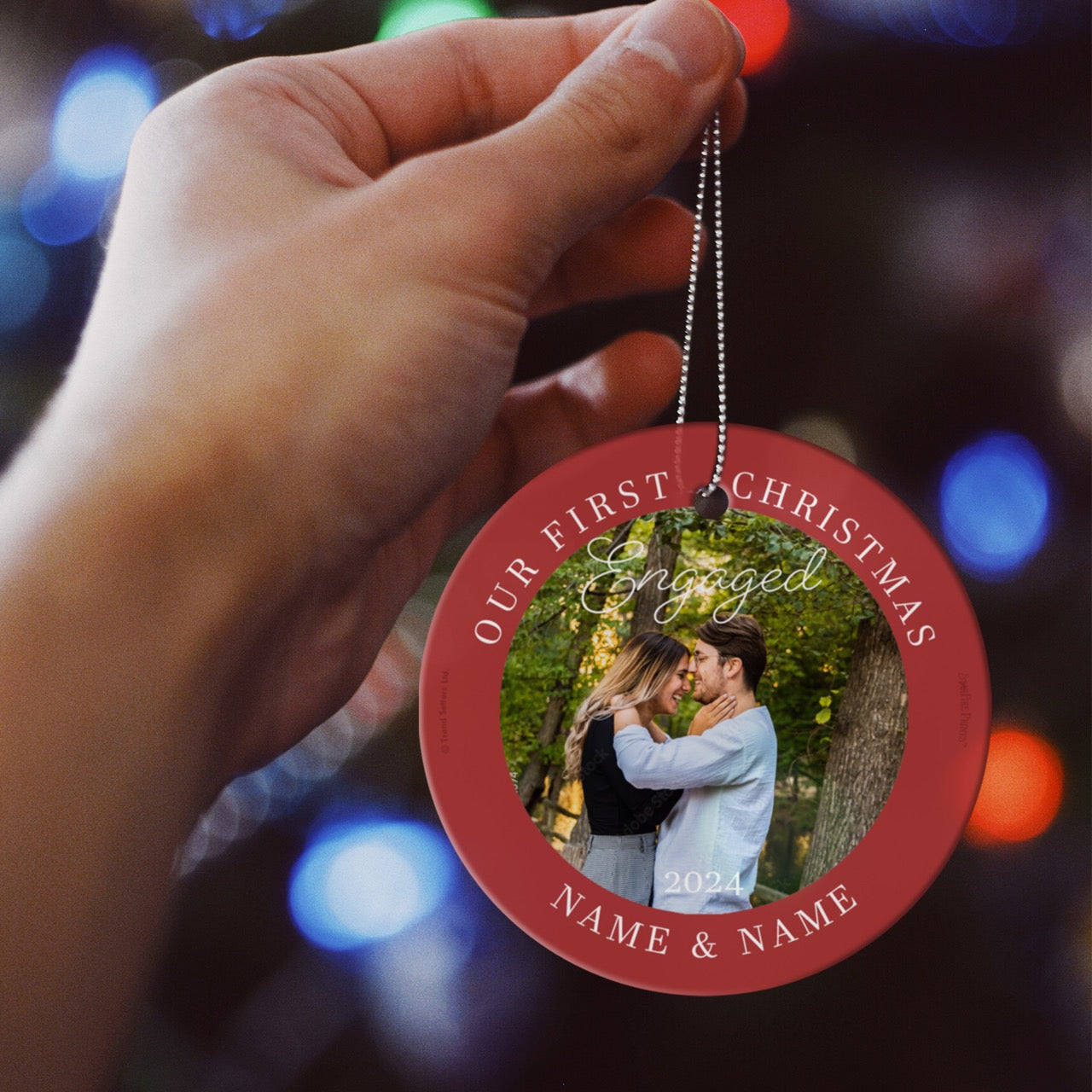 Trend Setters Original (Christmas Engaged - Personalized) StarFire Prints Hanging Glass Print SPCIRU1333