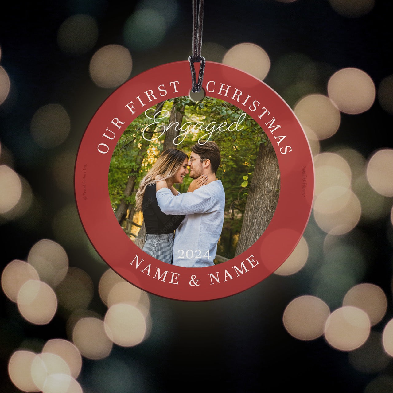 Trend Setters Original (Christmas Engaged - Personalized) StarFire Prints Hanging Glass Print SPCIRU1333
