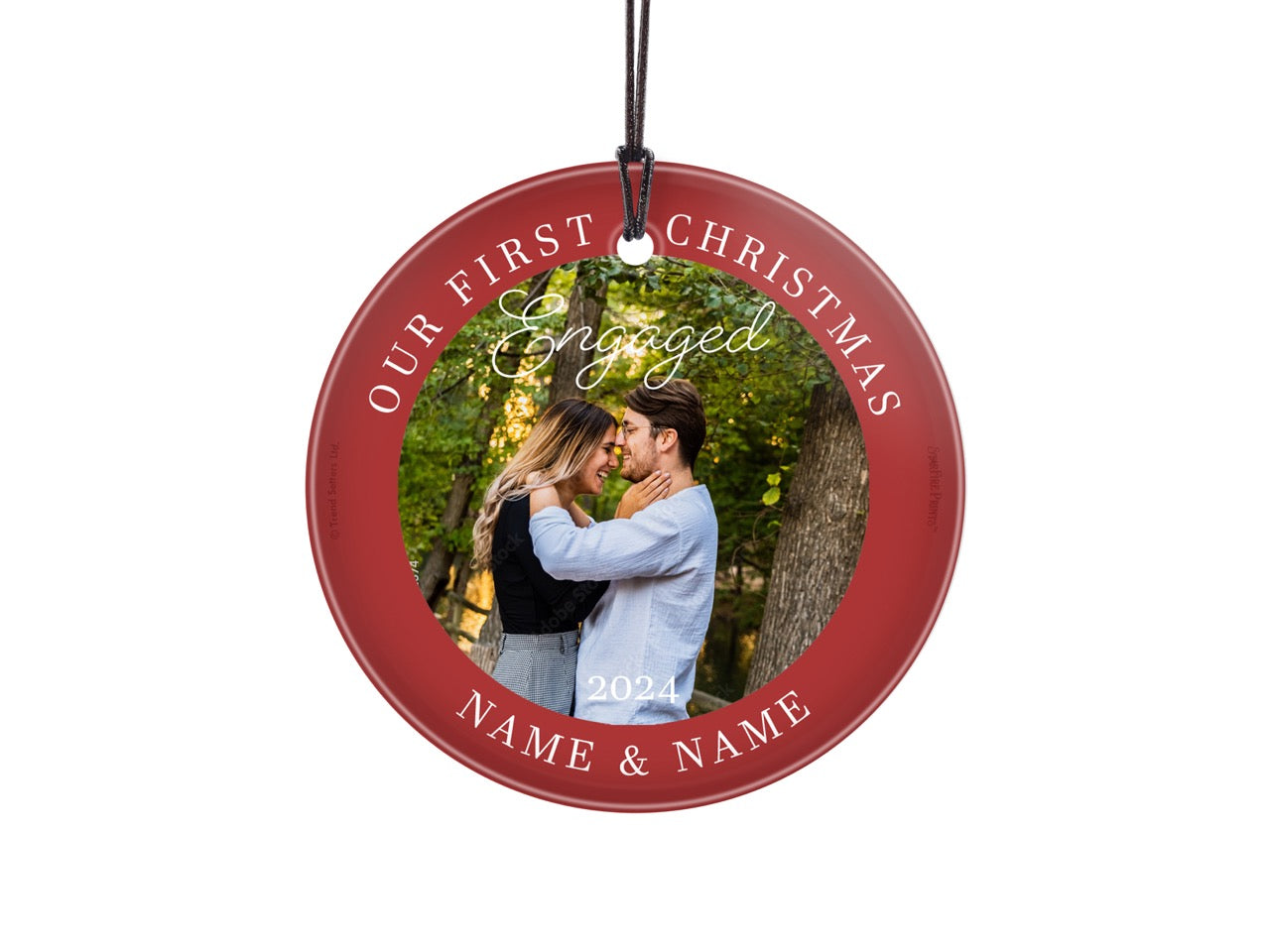 Trend Setters Original (Christmas Engaged - Personalized) StarFire Prints Hanging Glass Print SPCIRU1333