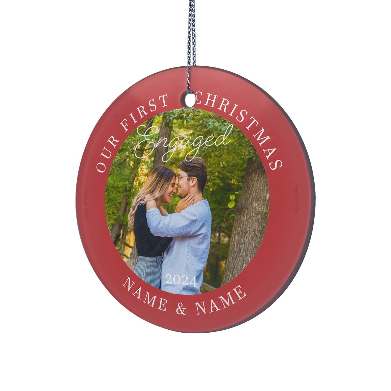 Trend Setters Original (Christmas Engaged - Personalized) StarFire Prints Hanging Glass Print SPCIRU1333