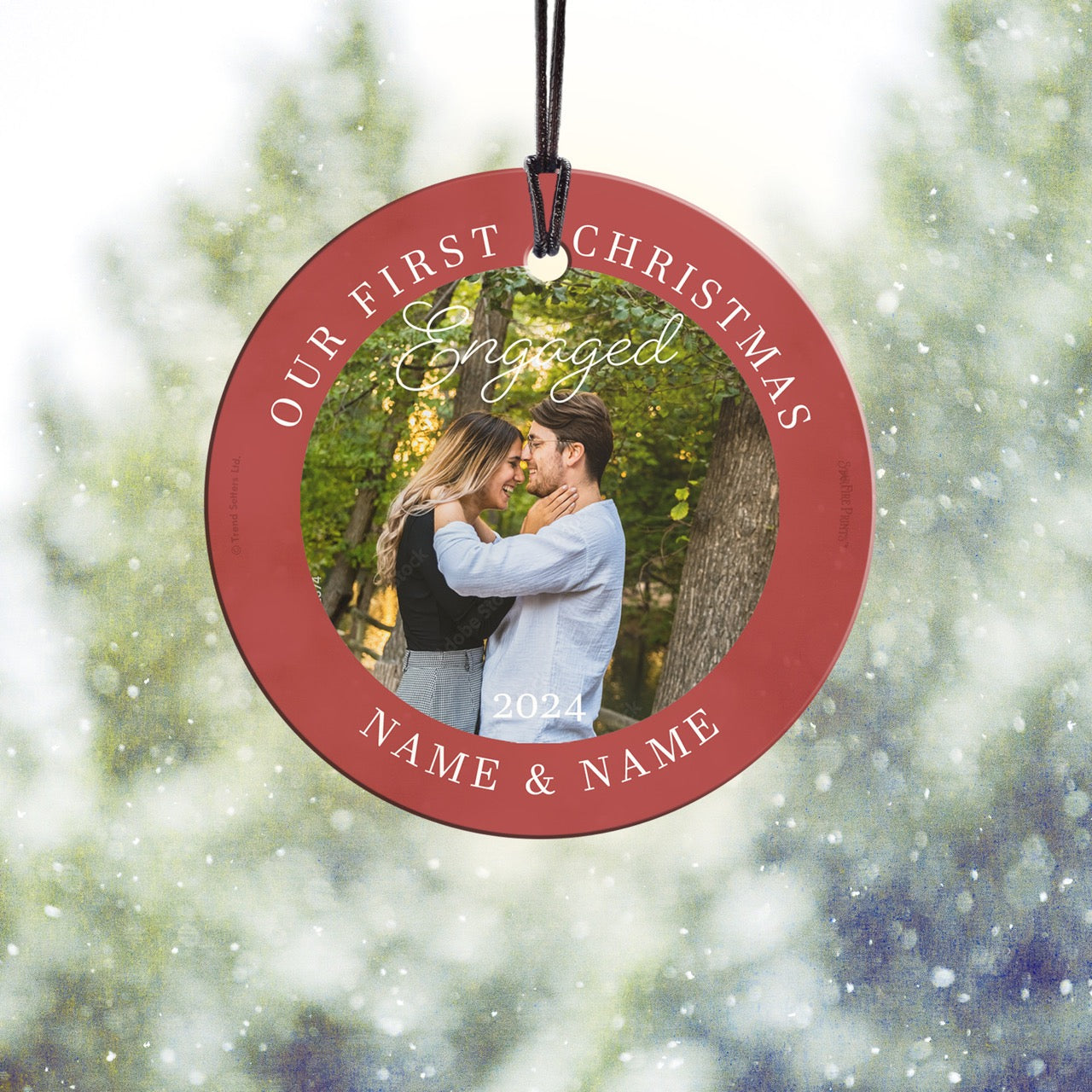Trend Setters Original (Christmas Engaged - Personalized) StarFire Prints Hanging Glass Print SPCIRU1333