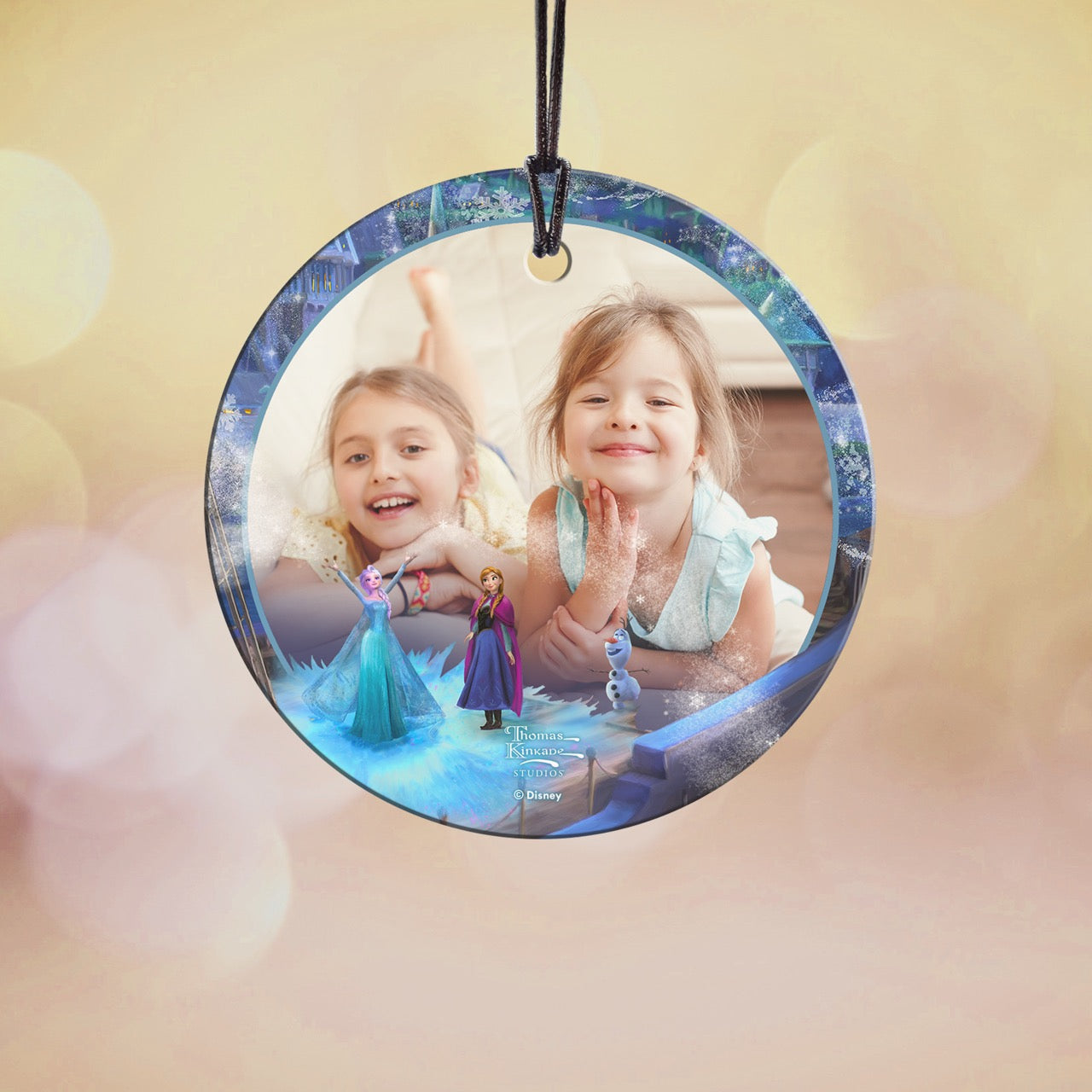 Disney (Frozen – Elsa, Anna & Olaf) StarFire Prints™ Hanging Glass Print Personalized Photo Upload SPCIRU1350