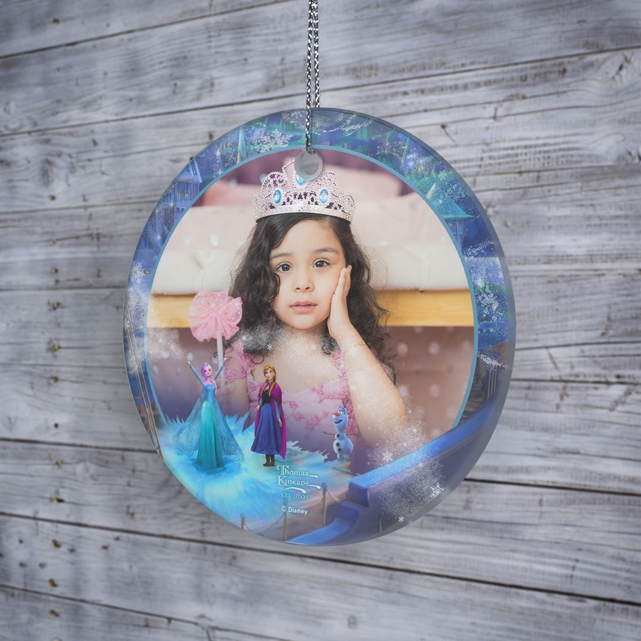 Disney (Frozen – Elsa, Anna & Olaf) StarFire Prints™ Hanging Glass Print Personalized Photo Upload SPCIRU1350