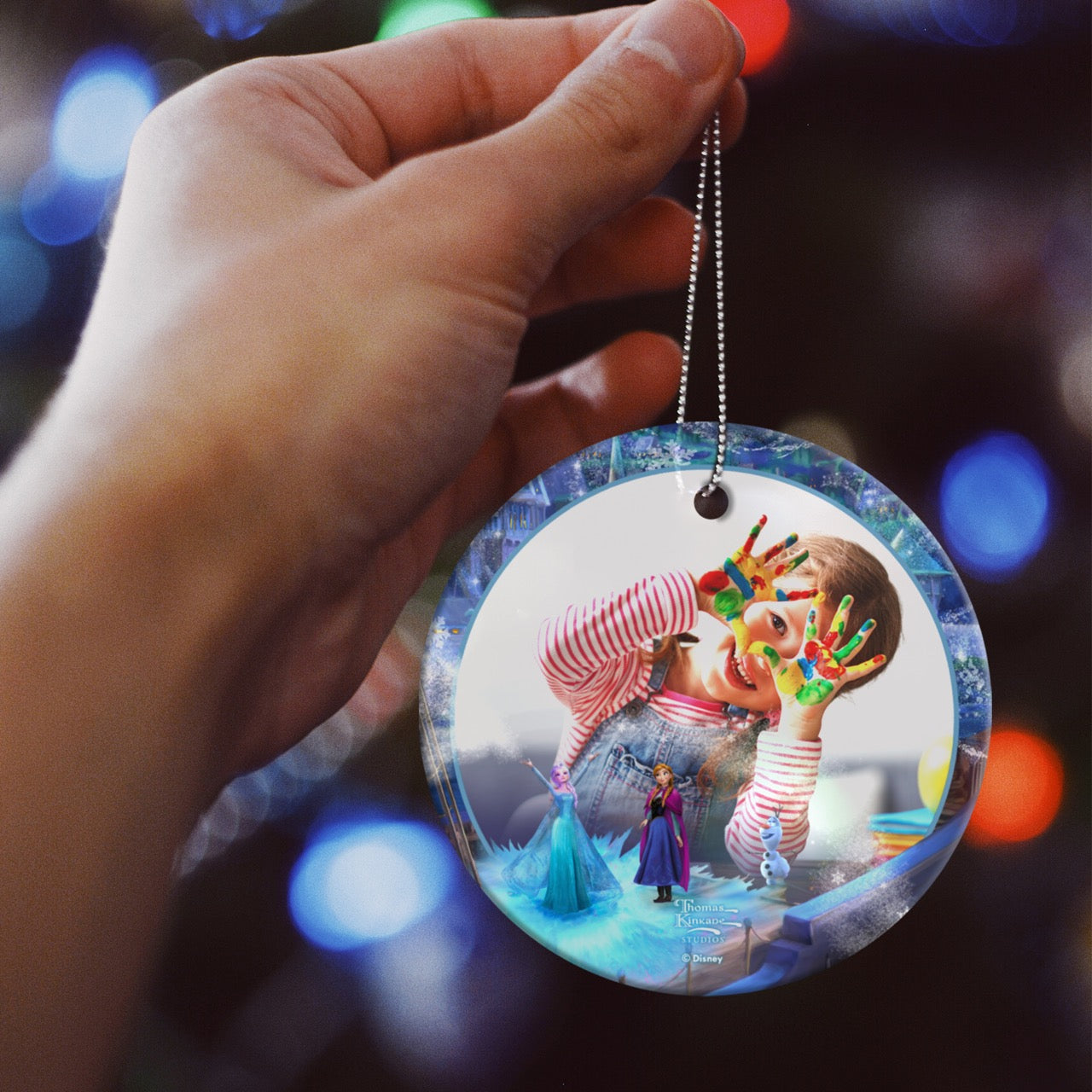 Disney (Frozen – Elsa, Anna & Olaf) StarFire Prints™ Hanging Glass Print Personalized Photo Upload SPCIRU1350