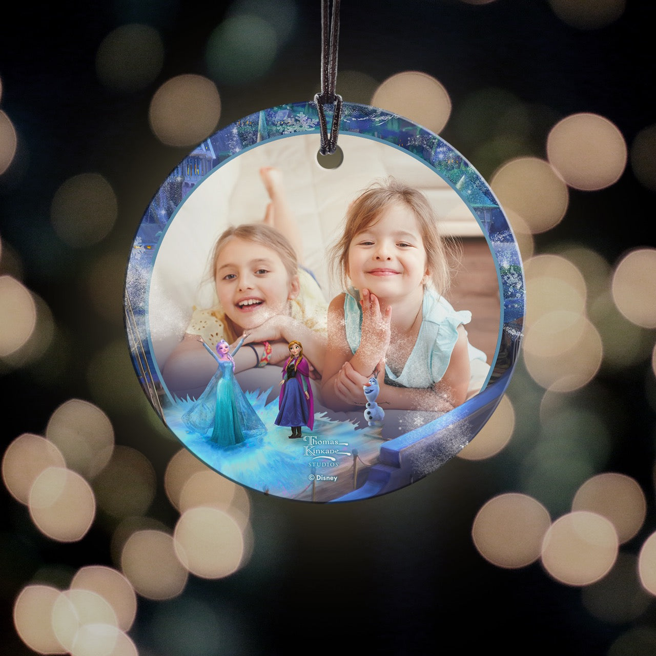 Disney (Frozen – Elsa, Anna & Olaf) StarFire Prints™ Hanging Glass Print Personalized Photo Upload SPCIRU1350