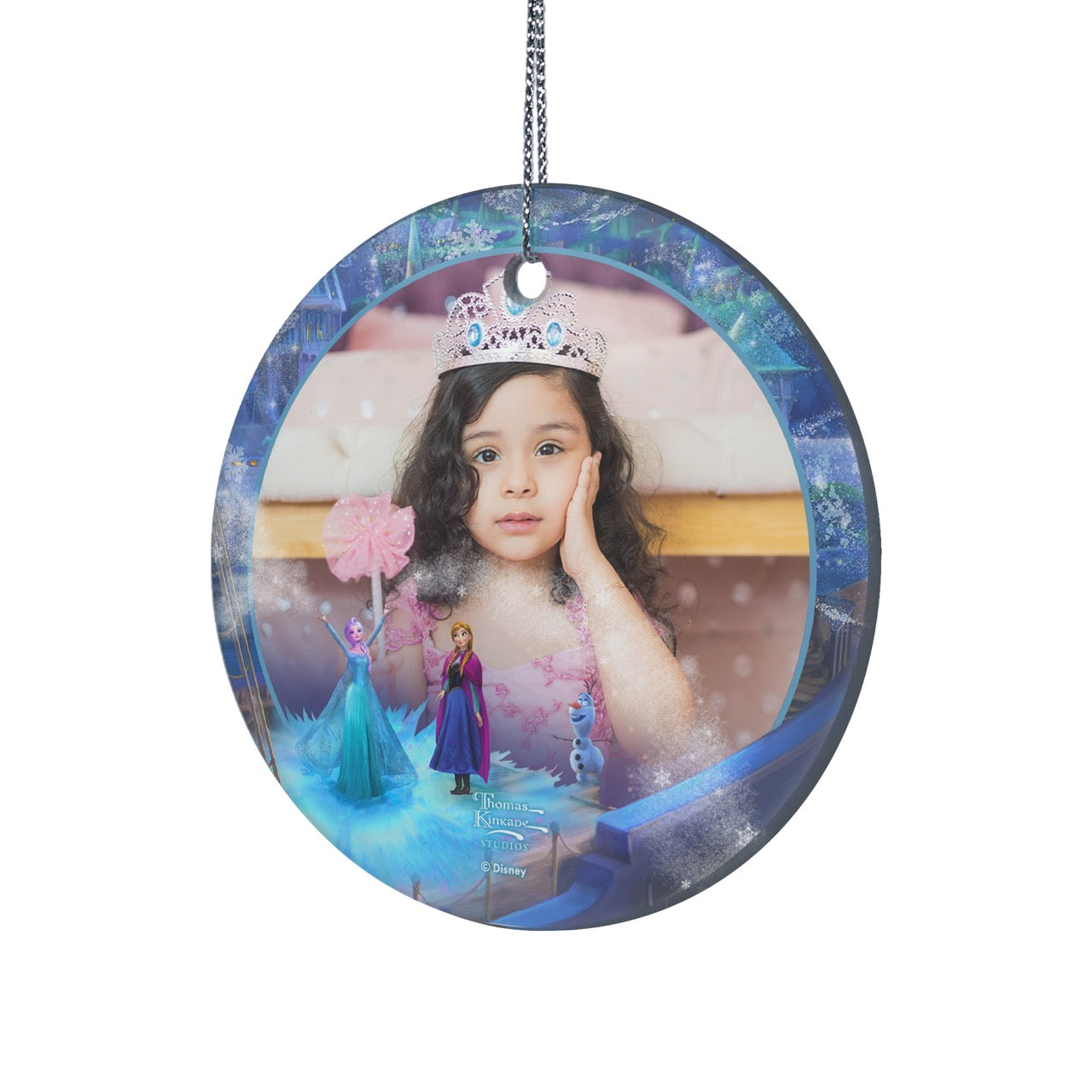 Disney (Frozen – Elsa, Anna & Olaf) StarFire Prints™ Hanging Glass Print Personalized Photo Upload SPCIRU1350