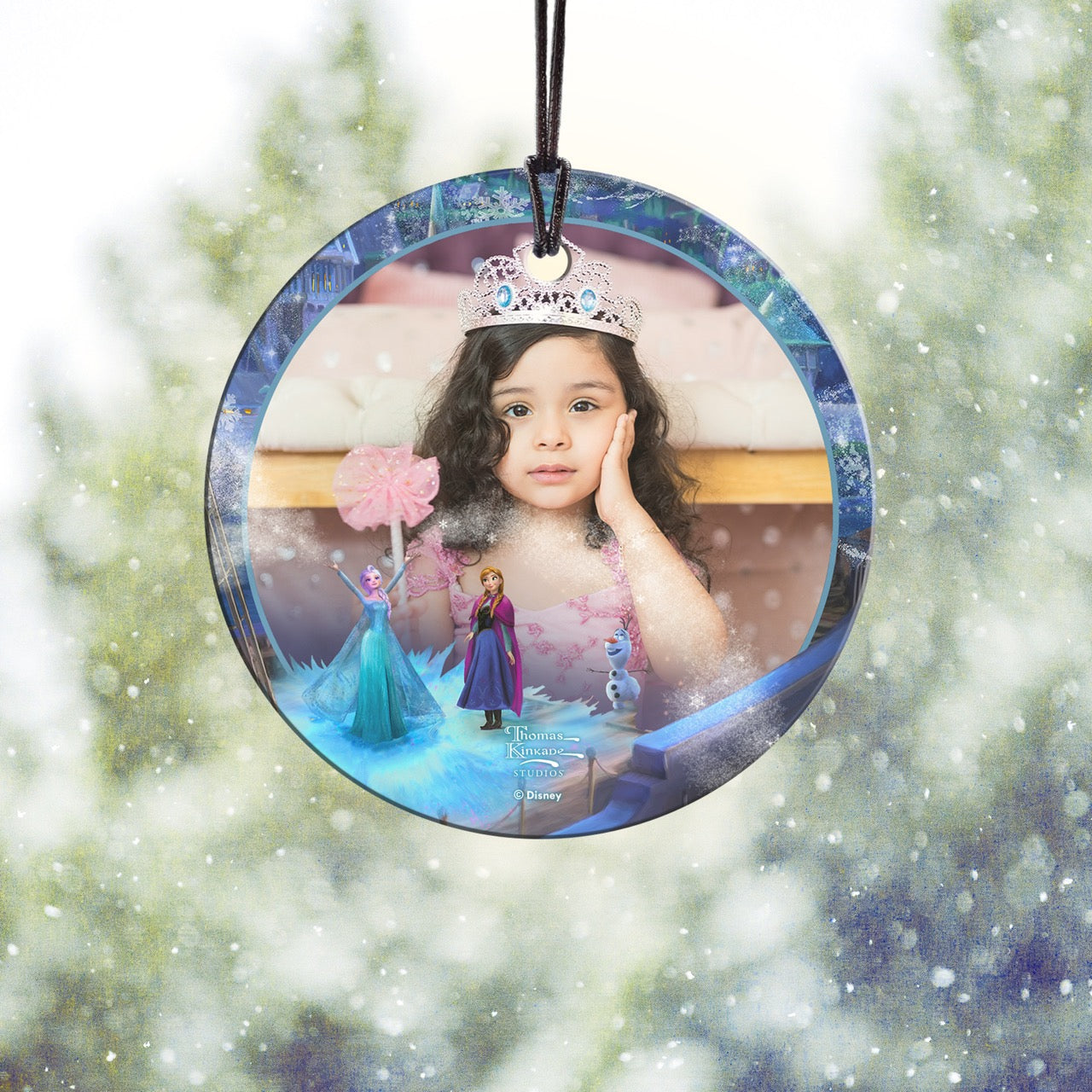 Disney (Frozen – Elsa, Anna & Olaf) StarFire Prints™ Hanging Glass Print Personalized Photo Upload SPCIRU1350