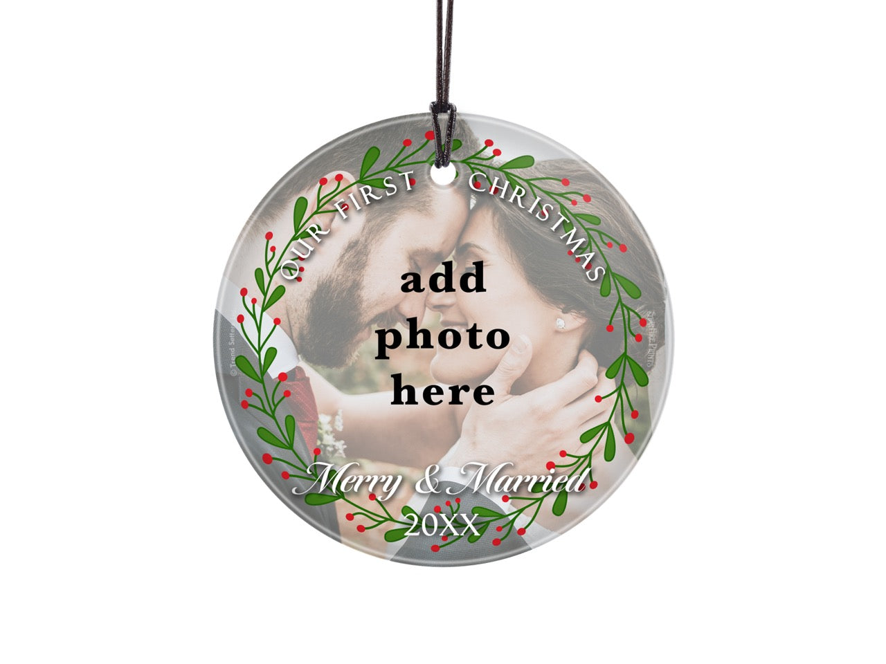 Trend Setters Original (Merry and Married) Personalized StarFire Prints™ Hanging Glass Print Photo Upload SPCIRU1365