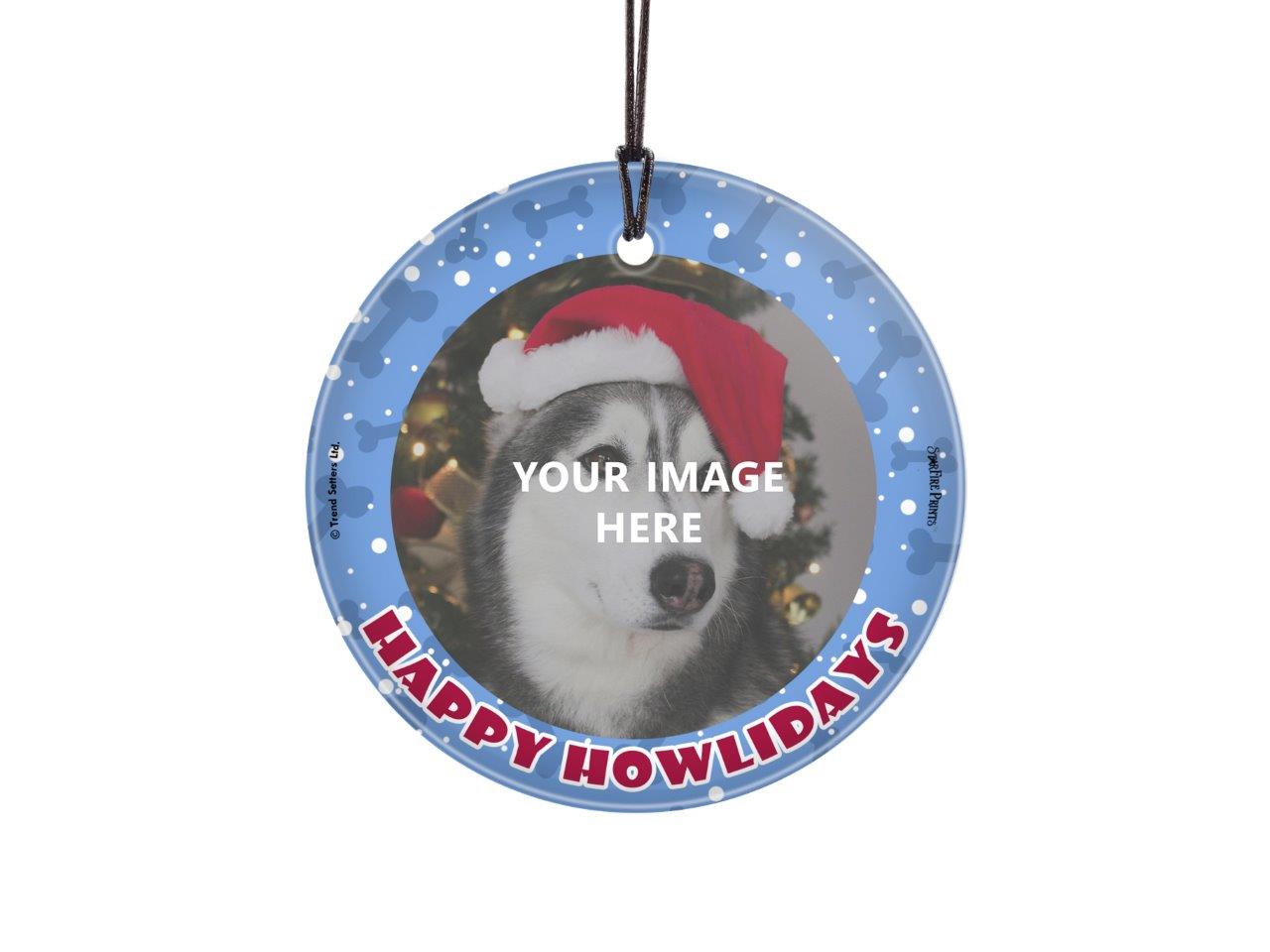 Trend Setters Original (Happy Howlidays) Personalized StarFire Prints™ Hanging Glass Print Photo Upload SPCIRU1367