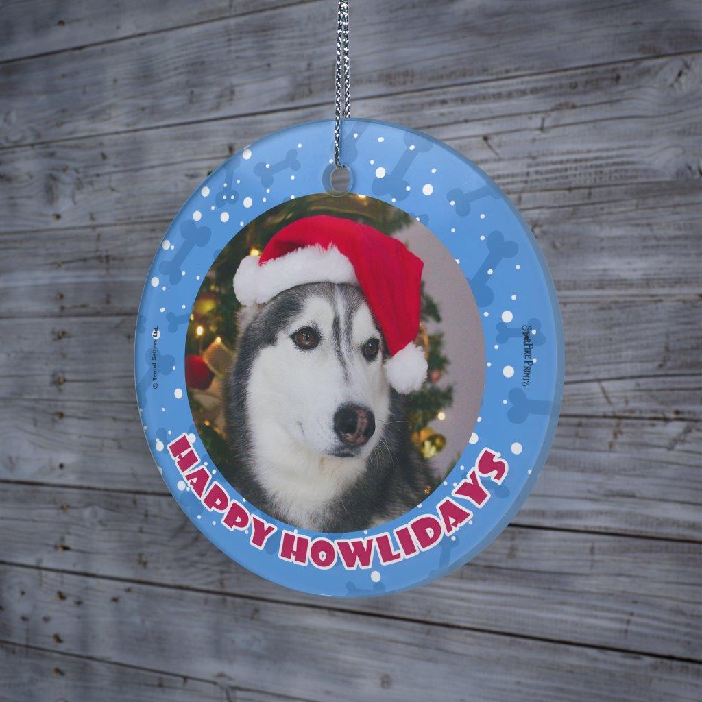 Trend Setters Original (Happy Howlidays) Personalized StarFire Prints™ Hanging Glass Print Photo Upload SPCIRU1367