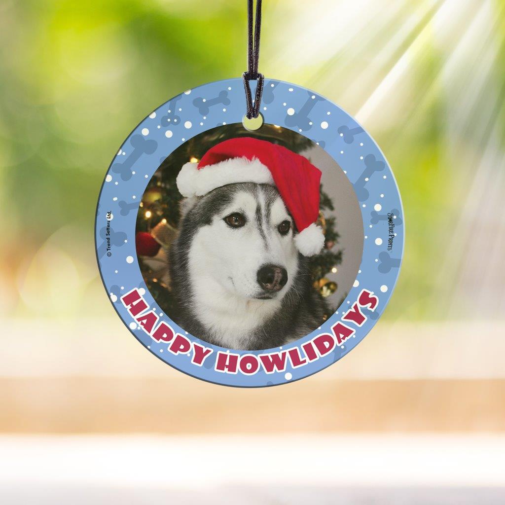 Trend Setters Original (Happy Howlidays) Personalized StarFire Prints™ Hanging Glass Print Photo Upload SPCIRU1367