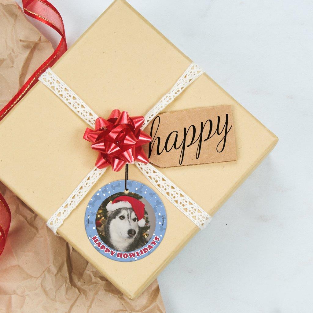 Trend Setters Original (Happy Howlidays) Personalized StarFire Prints™ Hanging Glass Print Photo Upload SPCIRU1367