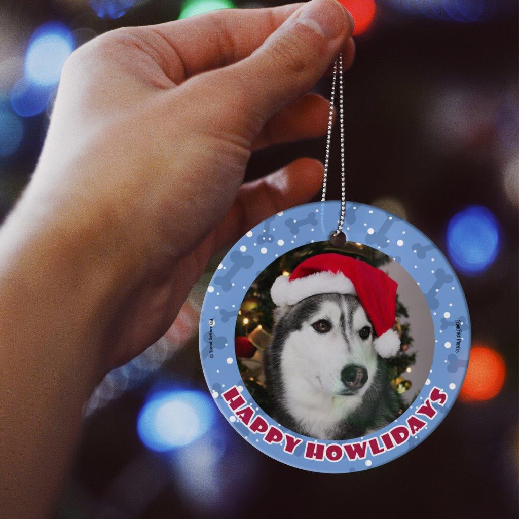 Trend Setters Original (Happy Howlidays) Personalized StarFire Prints™ Hanging Glass Print Photo Upload SPCIRU1367