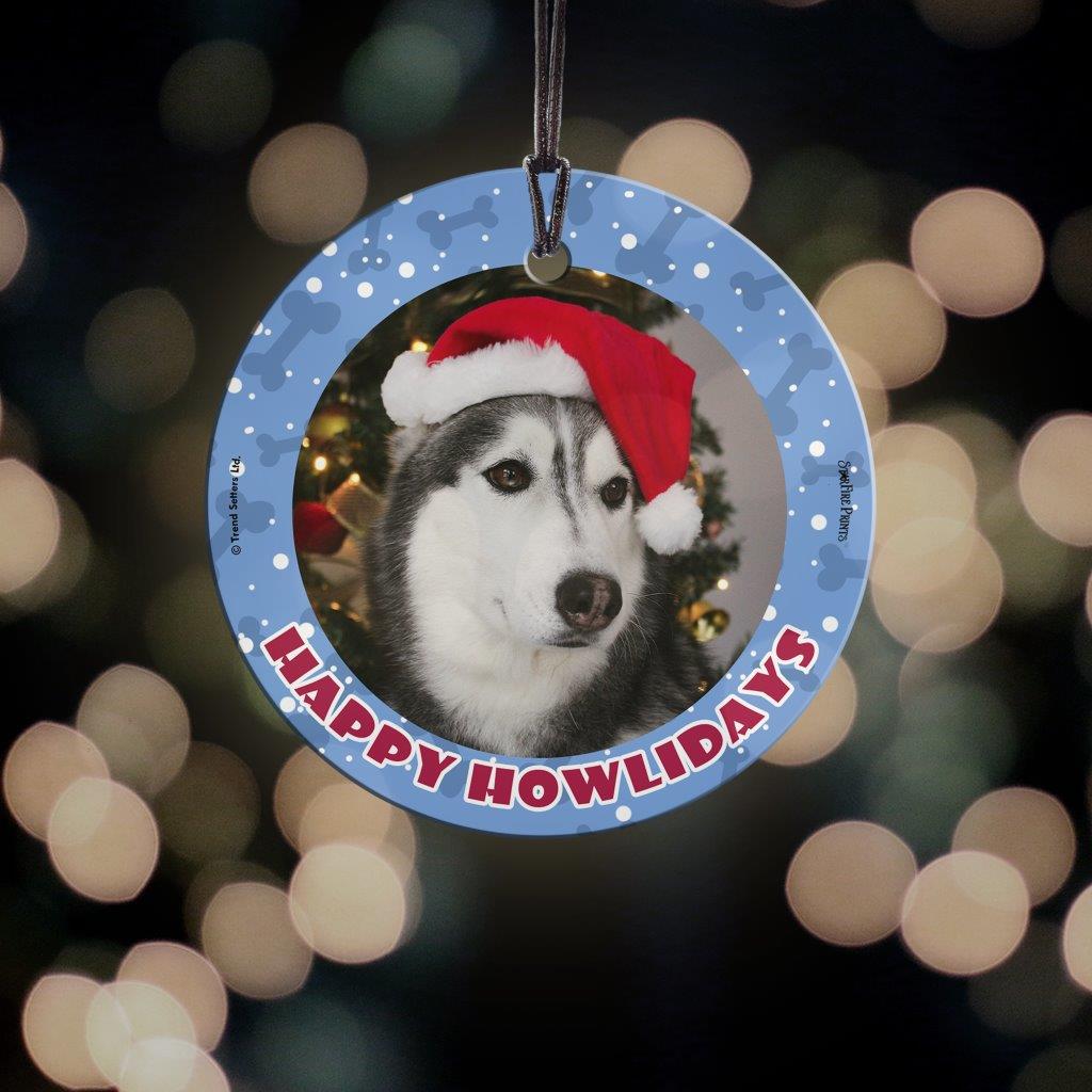 Trend Setters Original (Happy Howlidays) Personalized StarFire Prints™ Hanging Glass Print Photo Upload SPCIRU1367