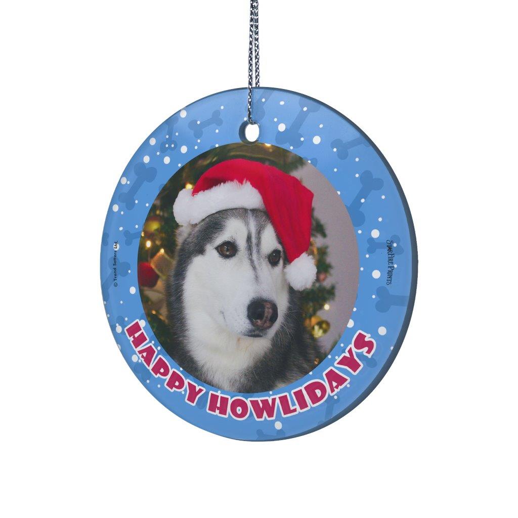 Trend Setters Original (Happy Howlidays) Personalized StarFire Prints™ Hanging Glass Print Photo Upload SPCIRU1367