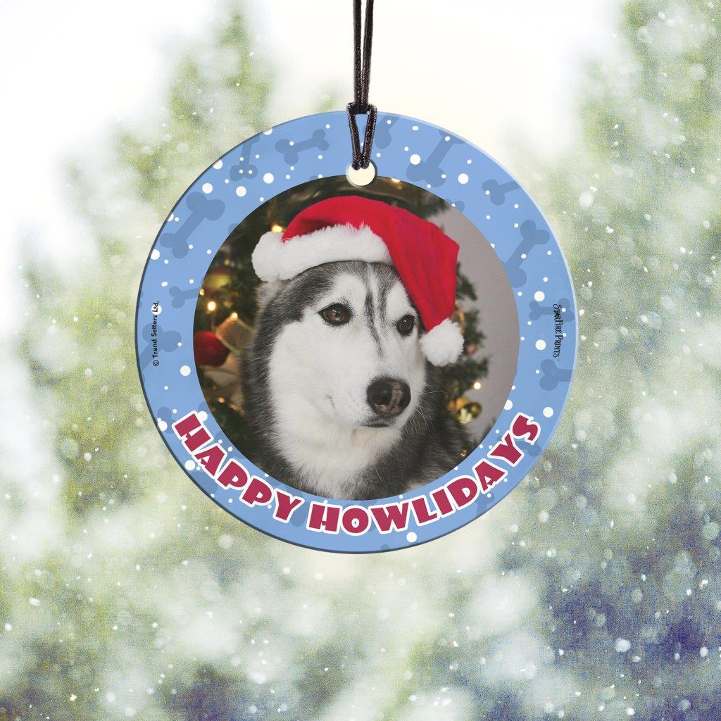 Trend Setters Original (Happy Howlidays) Personalized StarFire Prints™ Hanging Glass Print Photo Upload SPCIRU1367