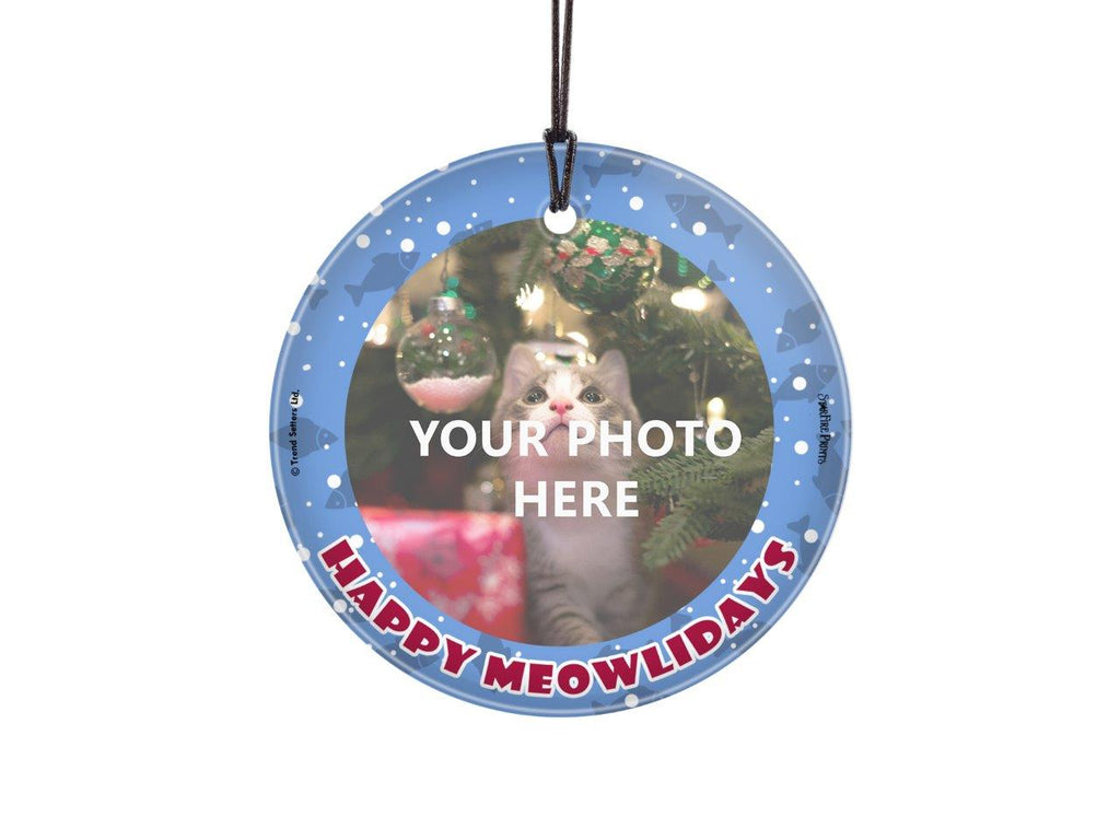 Trend Setters Original (Happy Meowlidays) Personalized StarFire Prints™ Hanging Glass Print Photo Upload SPCIRU1368