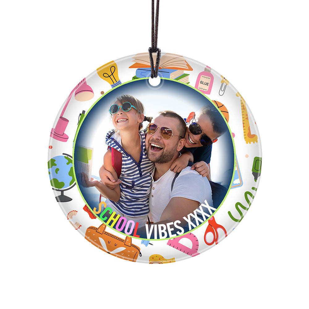 Trend Setters Original (School Vibes) Personalized Photo and Year 3.5” StarFire Prints™ Hanging Glass Print SPCIRU1380