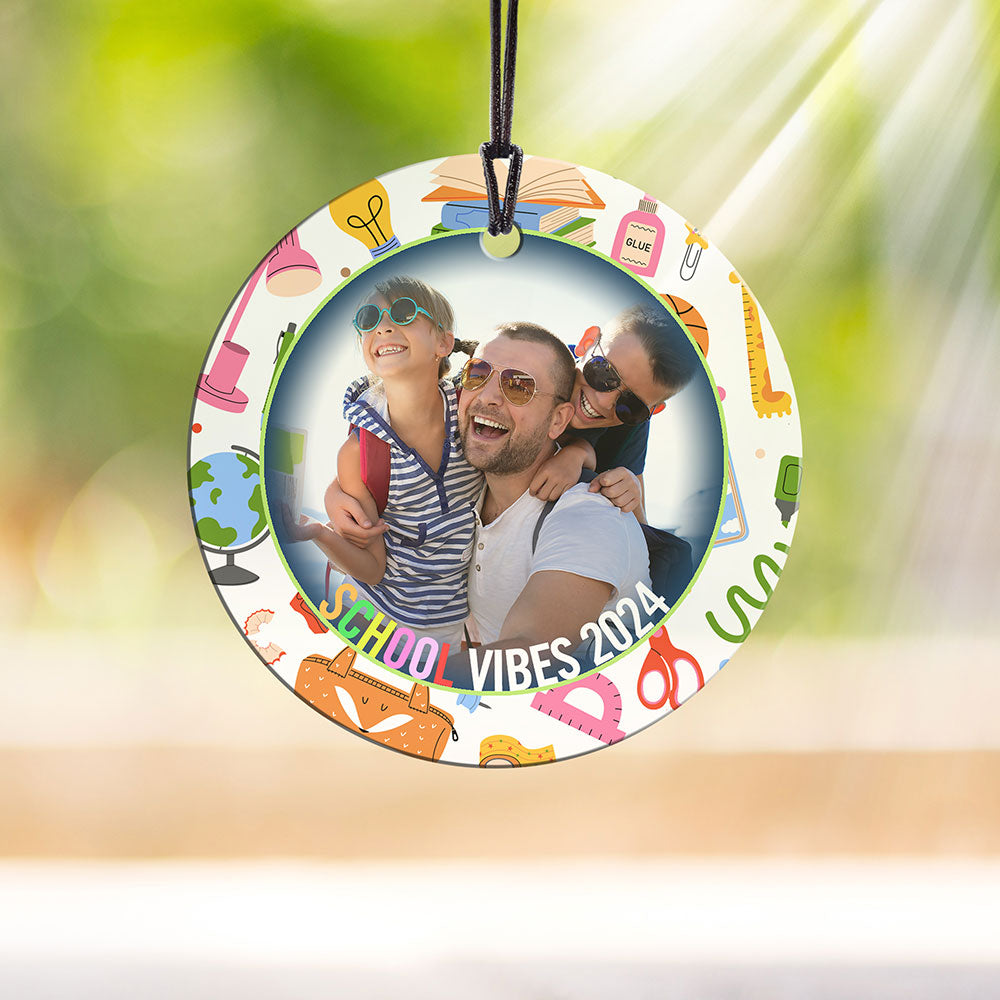 Trend Setters Original (School Vibes) Personalized Photo and Year 3.5” StarFire Prints™ Hanging Glass Print SPCIRU1380