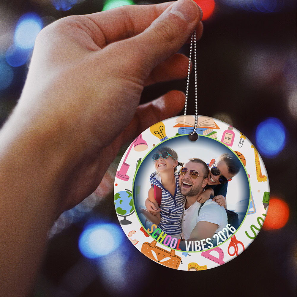 Trend Setters Original (School Vibes) Personalized Photo and Year 3.5” StarFire Prints™ Hanging Glass Print SPCIRU1380