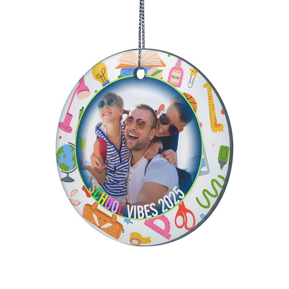 Trend Setters Original (School Vibes) Personalized Photo and Year 3.5” StarFire Prints™ Hanging Glass Print SPCIRU1380