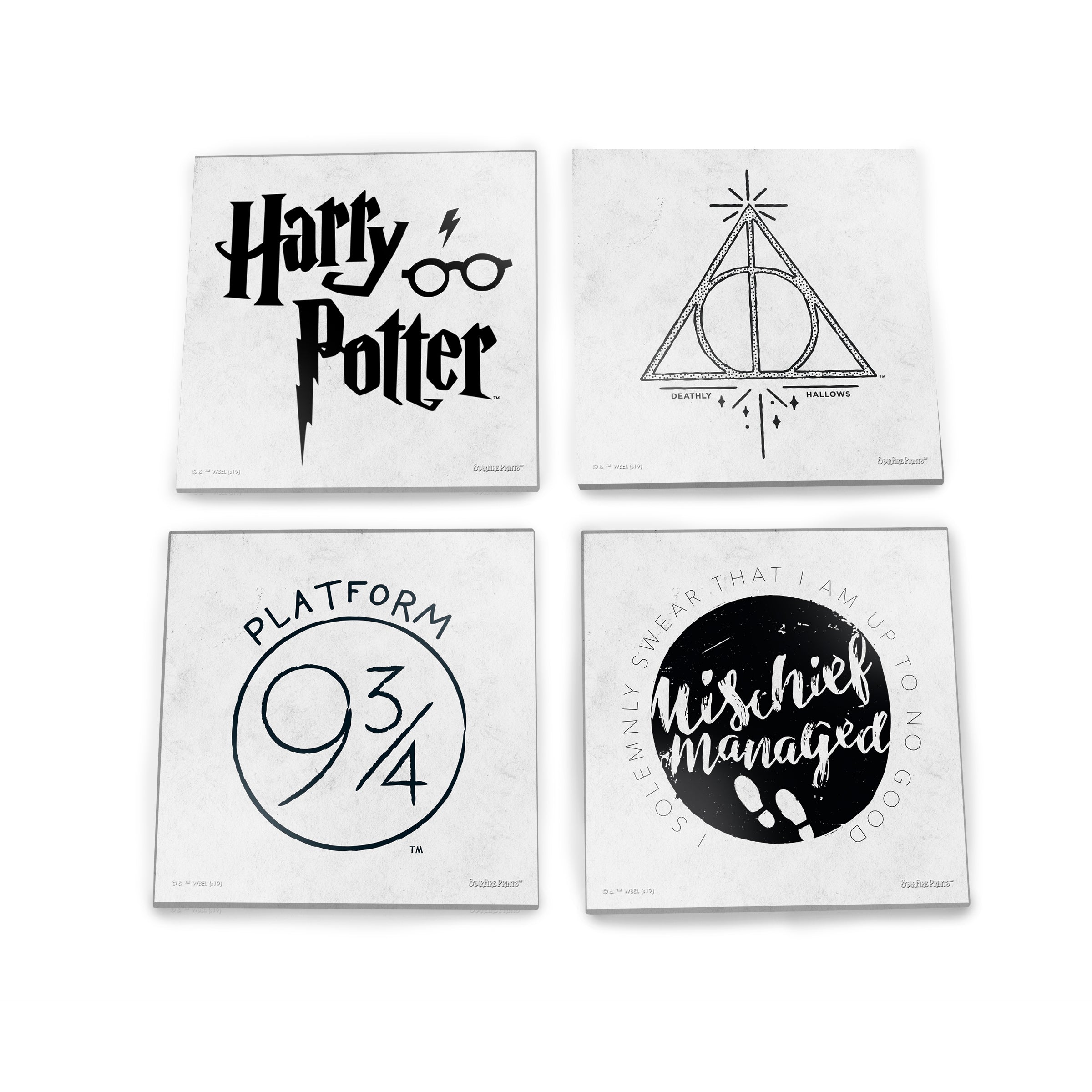 Harry Potter (Minimalistic Symbols) StarFire Prints™ Glass Coaster Set of Four SPCSTR1017