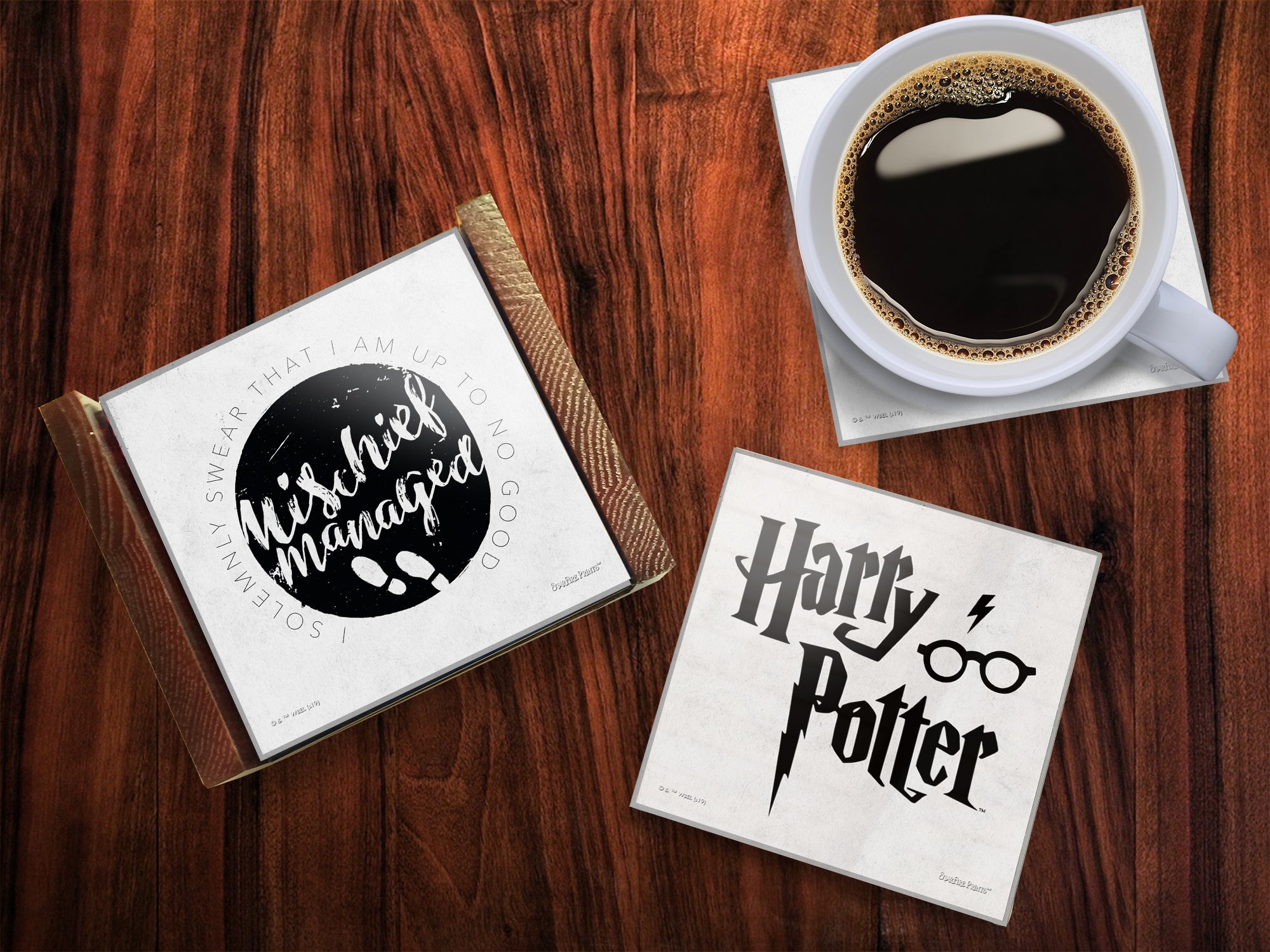 Harry Potter (Minimalistic Symbols) StarFire Prints™ Glass Coaster Set of Four SPCSTR1017
