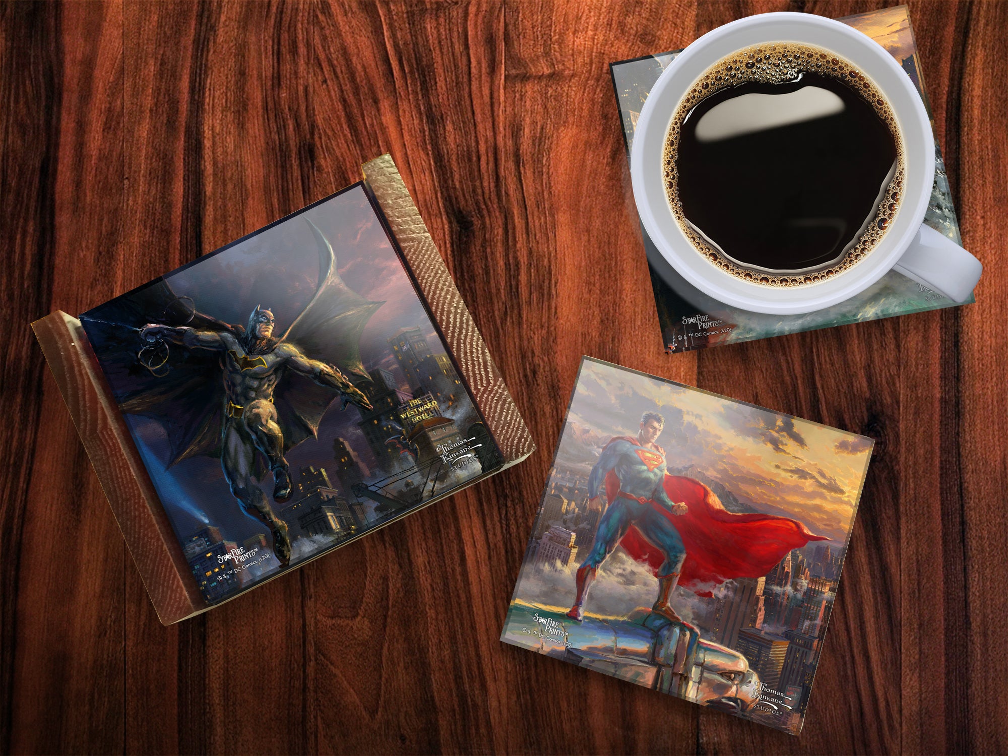 DC Comics (Justice League - Thomas Kinkade Studios) StarFire Prints™ Glass Coaster Set of Four SPCSTR1071