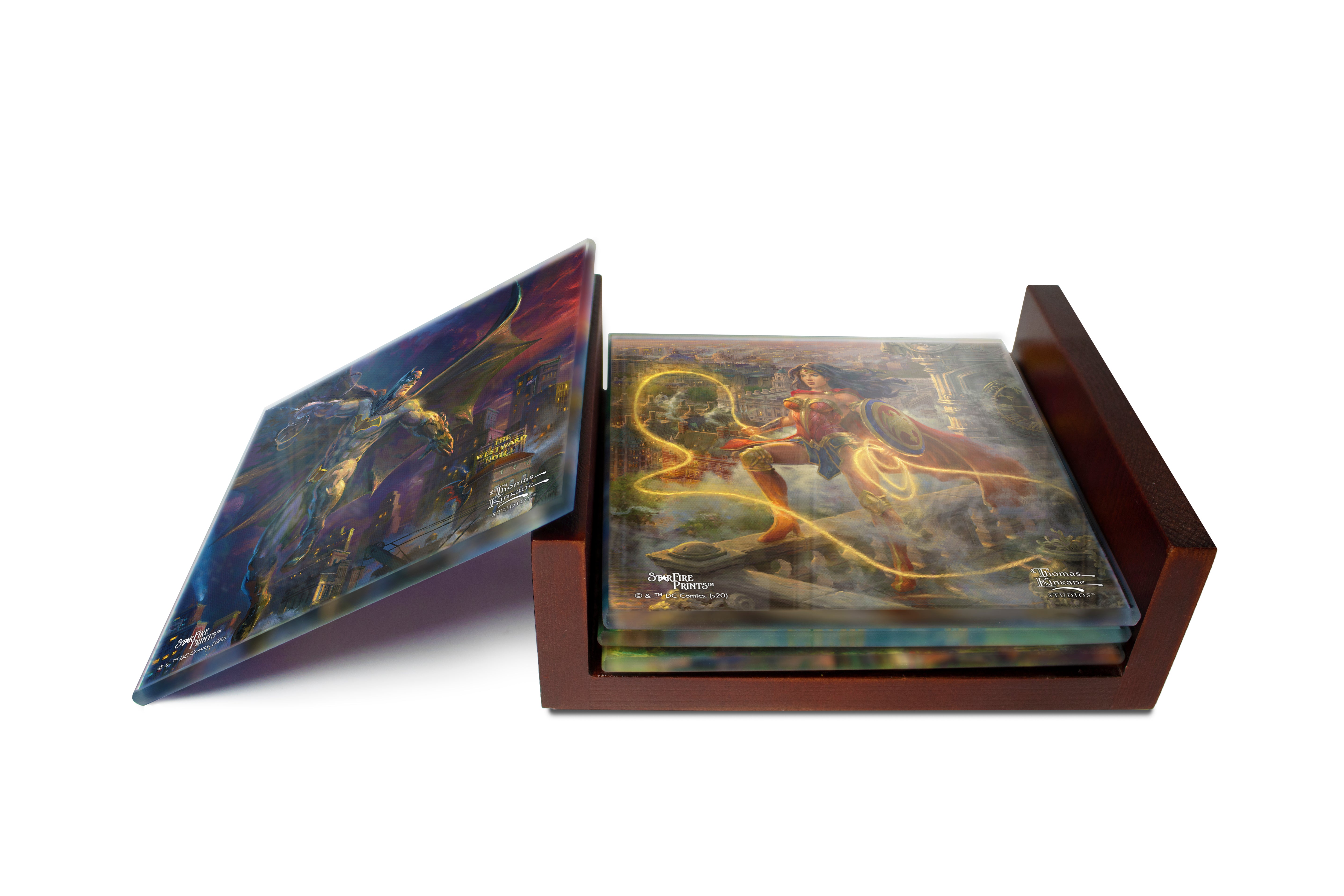 DC Comics (Justice League - Thomas Kinkade Studios) StarFire Prints™ Glass Coaster Set of Four SPCSTR1071