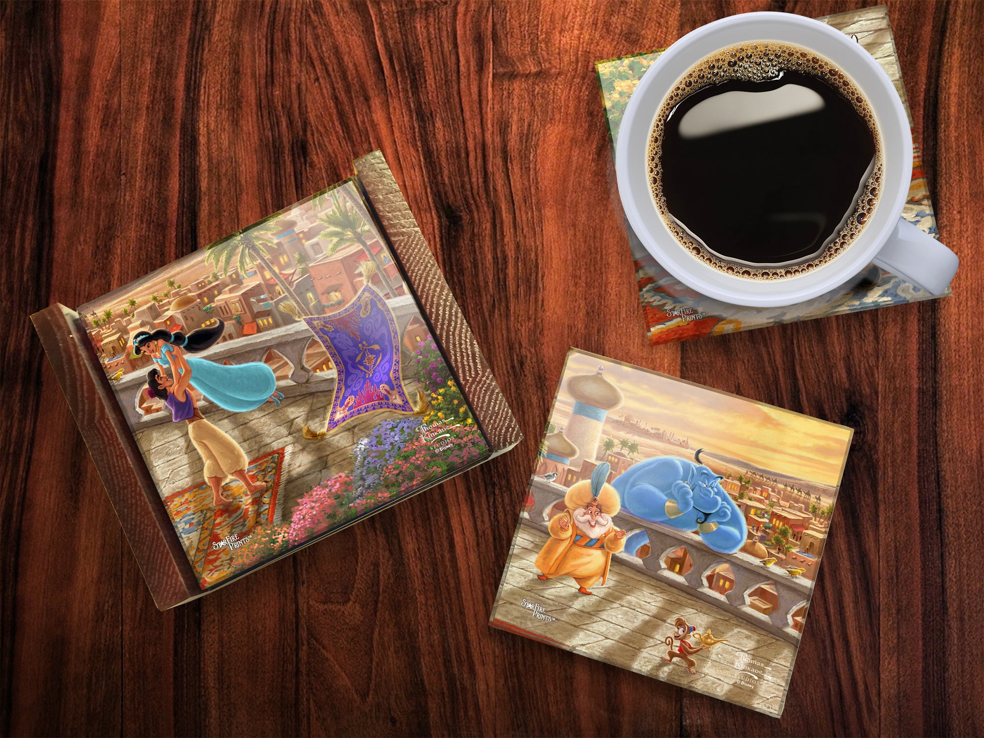 Disney (Jasmine Dancing in the Desert Sunset) StarFire Prints™ Glass Coaster Set of Four SPCSTR1087