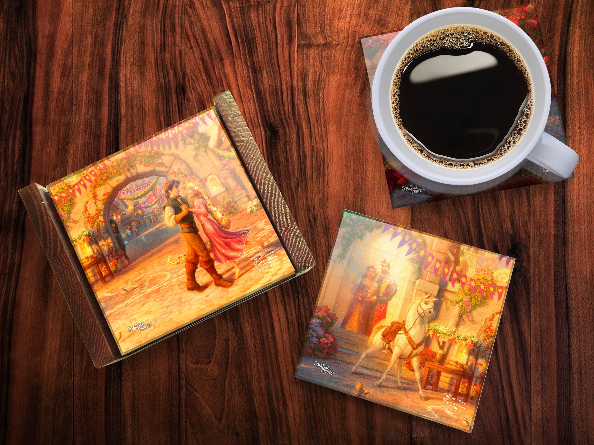 Disney (Tangled - Rapunzel Dancing in the Sunlit Courtyard) StarFire Prints™ Glass Coaster Set of Four SPCSTR1095