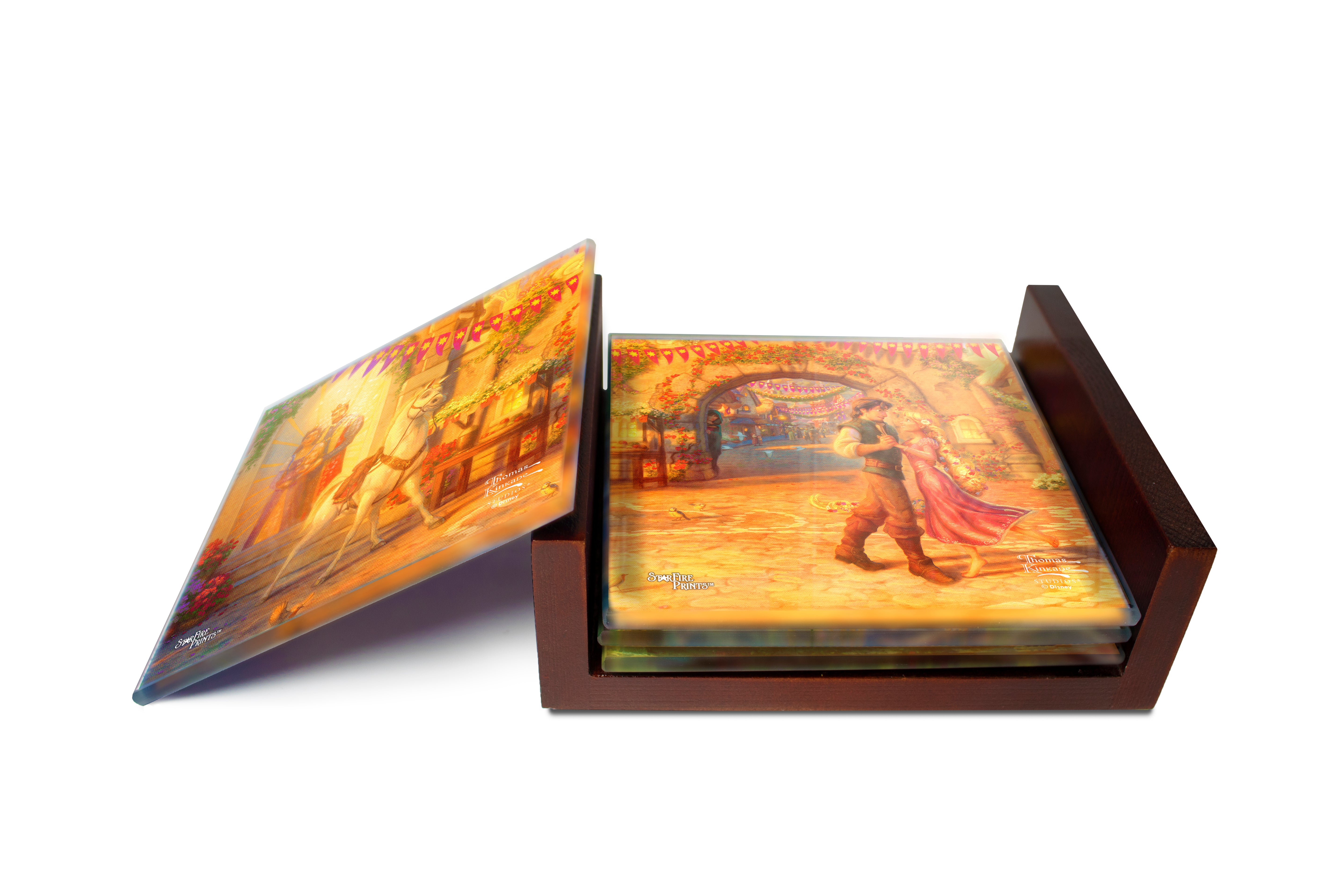 Disney (Tangled - Rapunzel Dancing in the Sunlit Courtyard) StarFire Prints™ Glass Coaster Set of Four SPCSTR1095
