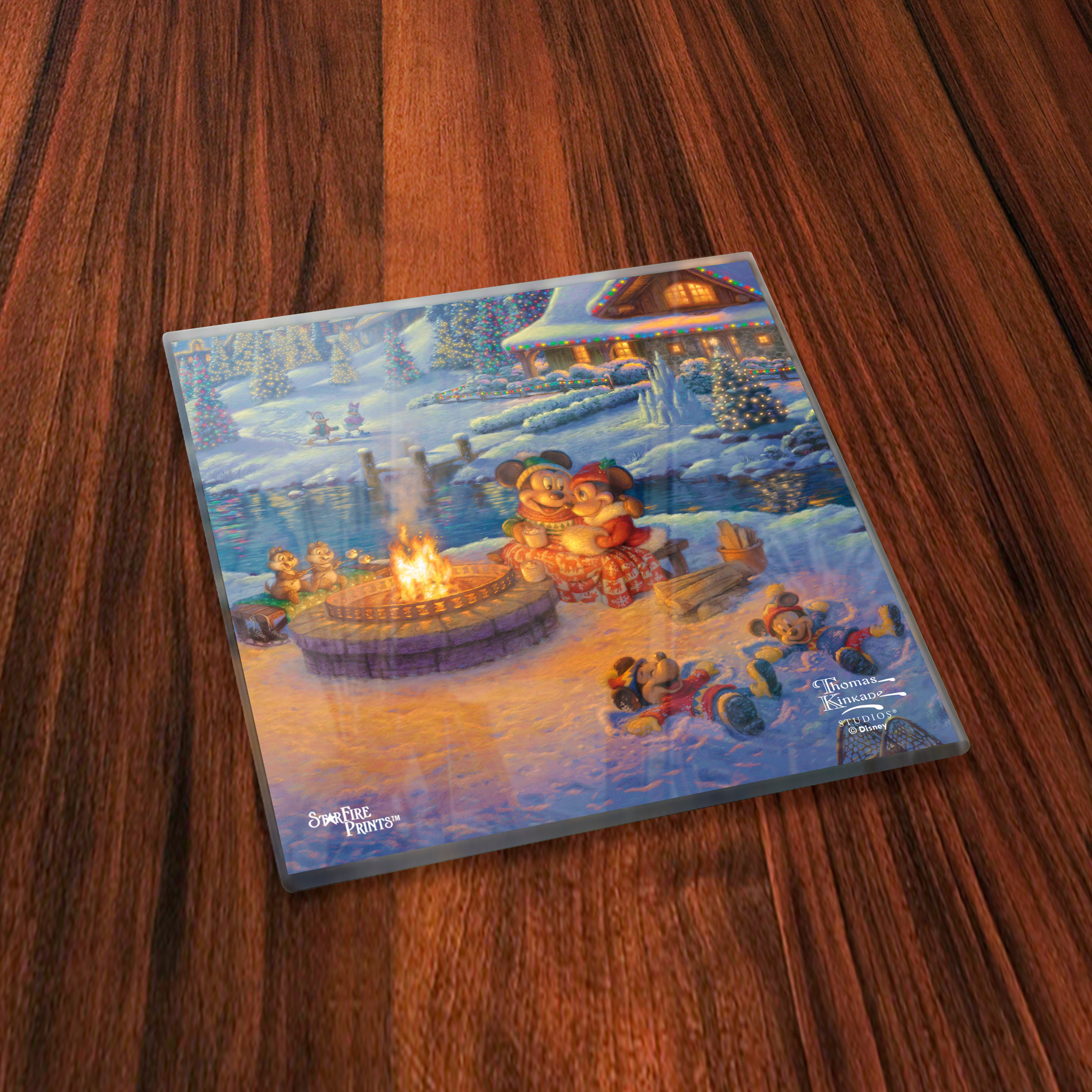 Disney (Mickey and Minnie Mouse Christmas Lodge) StarFire Prints™ Glass Coaster Set of Four SPCSTR1181