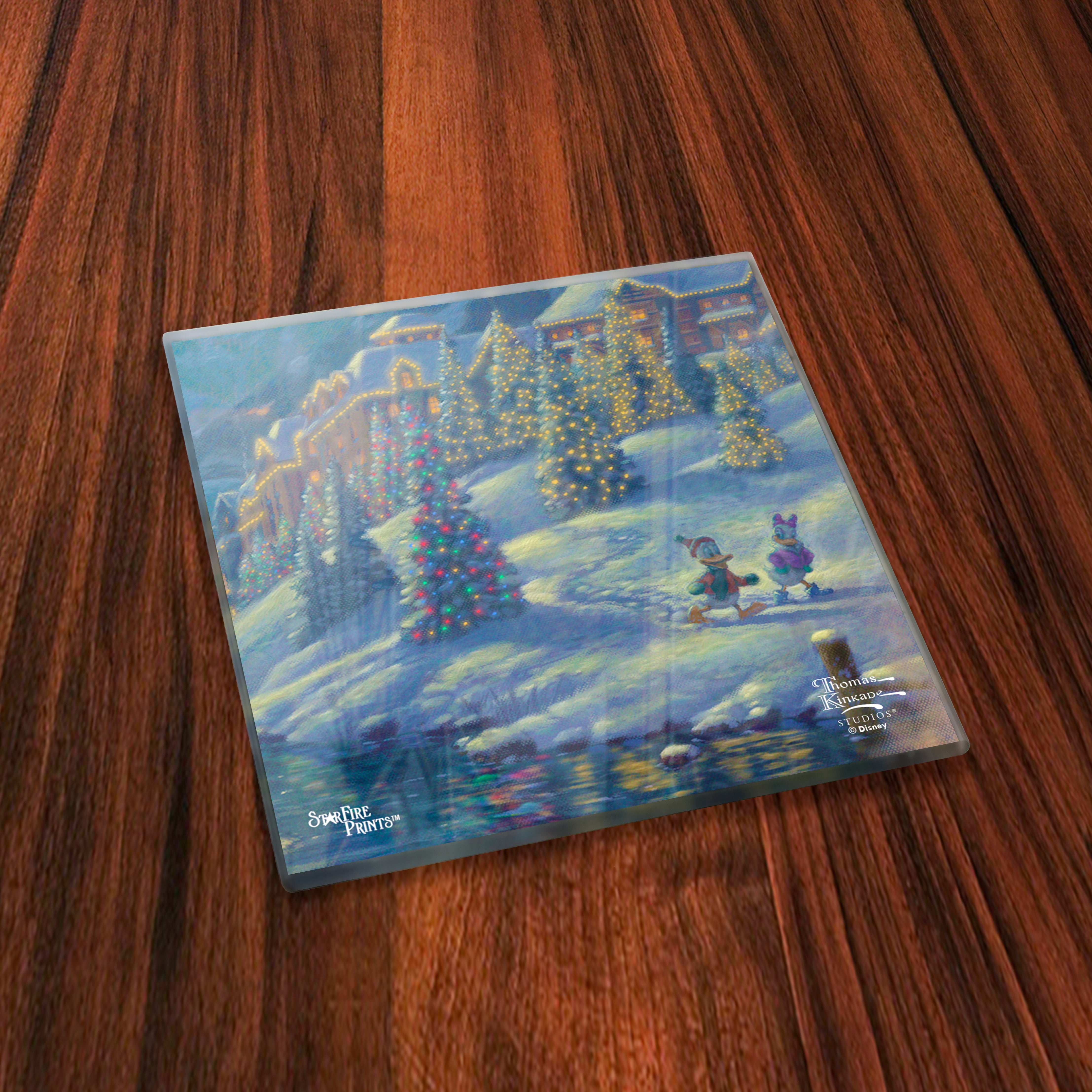 Disney (Mickey and Minnie Mouse Christmas Lodge) StarFire Prints™ Glass Coaster Set of Four SPCSTR1181